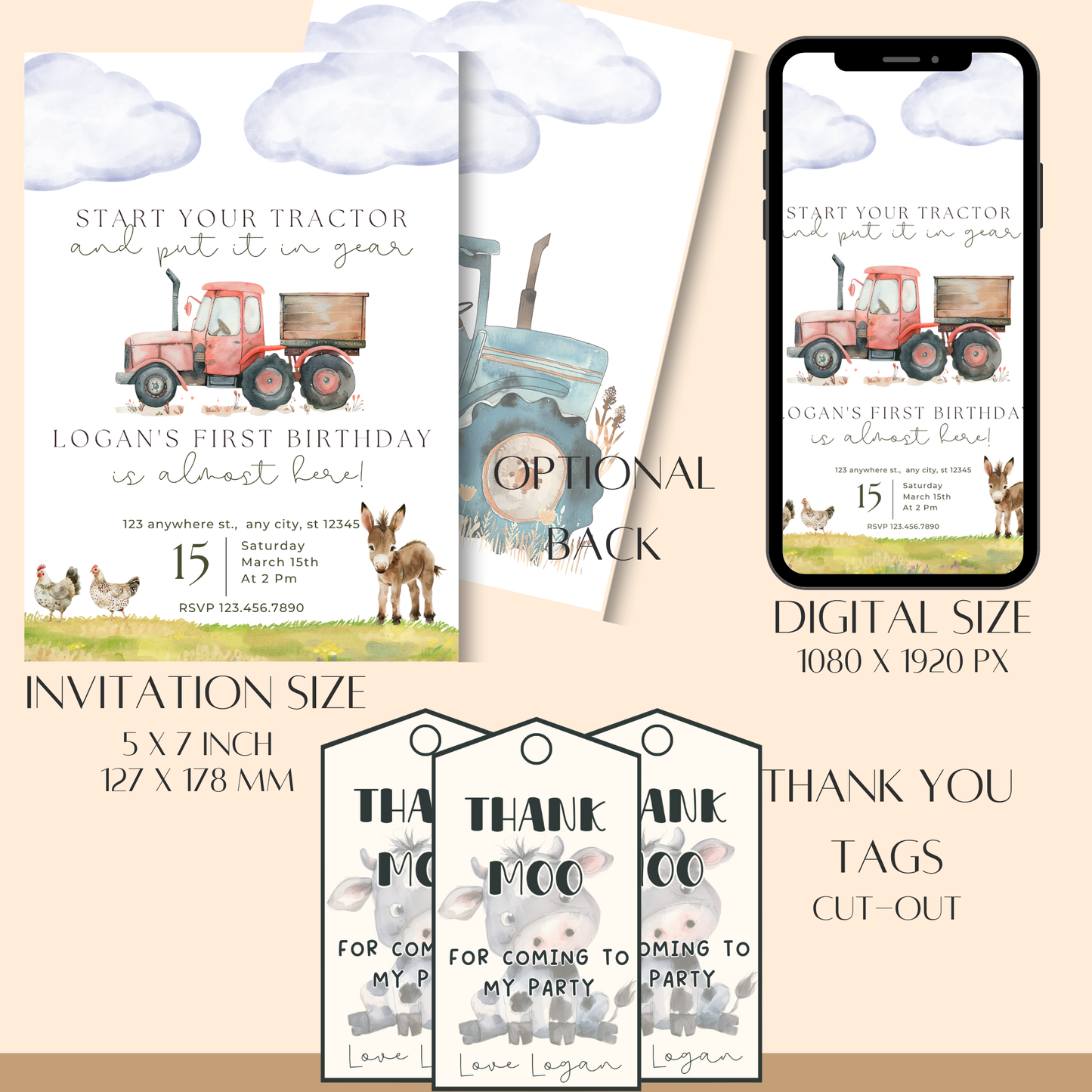 Farm-Themed Birthday Invitation Template
