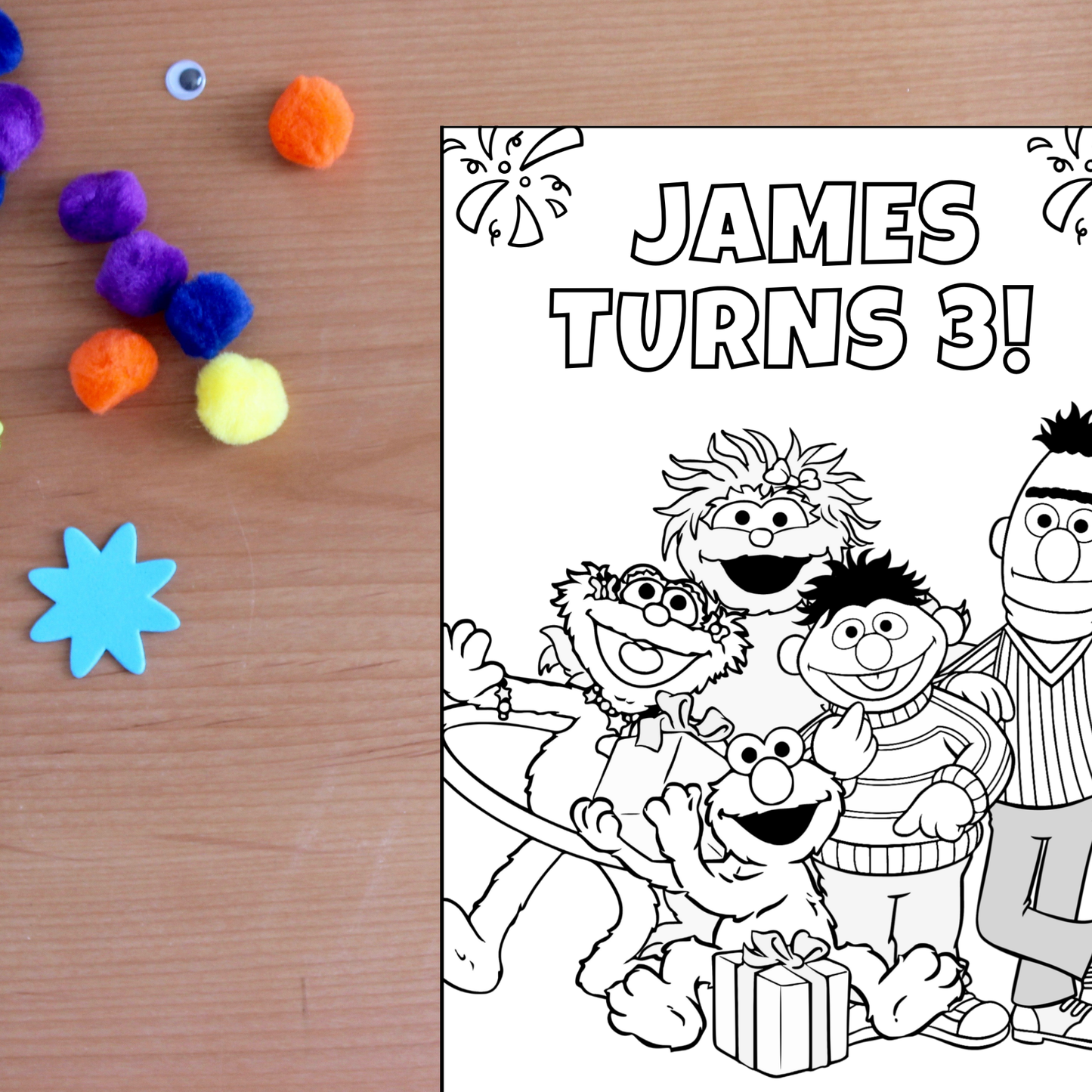 Editable Sesame Street Birthday Coloring Pages – Digital Download