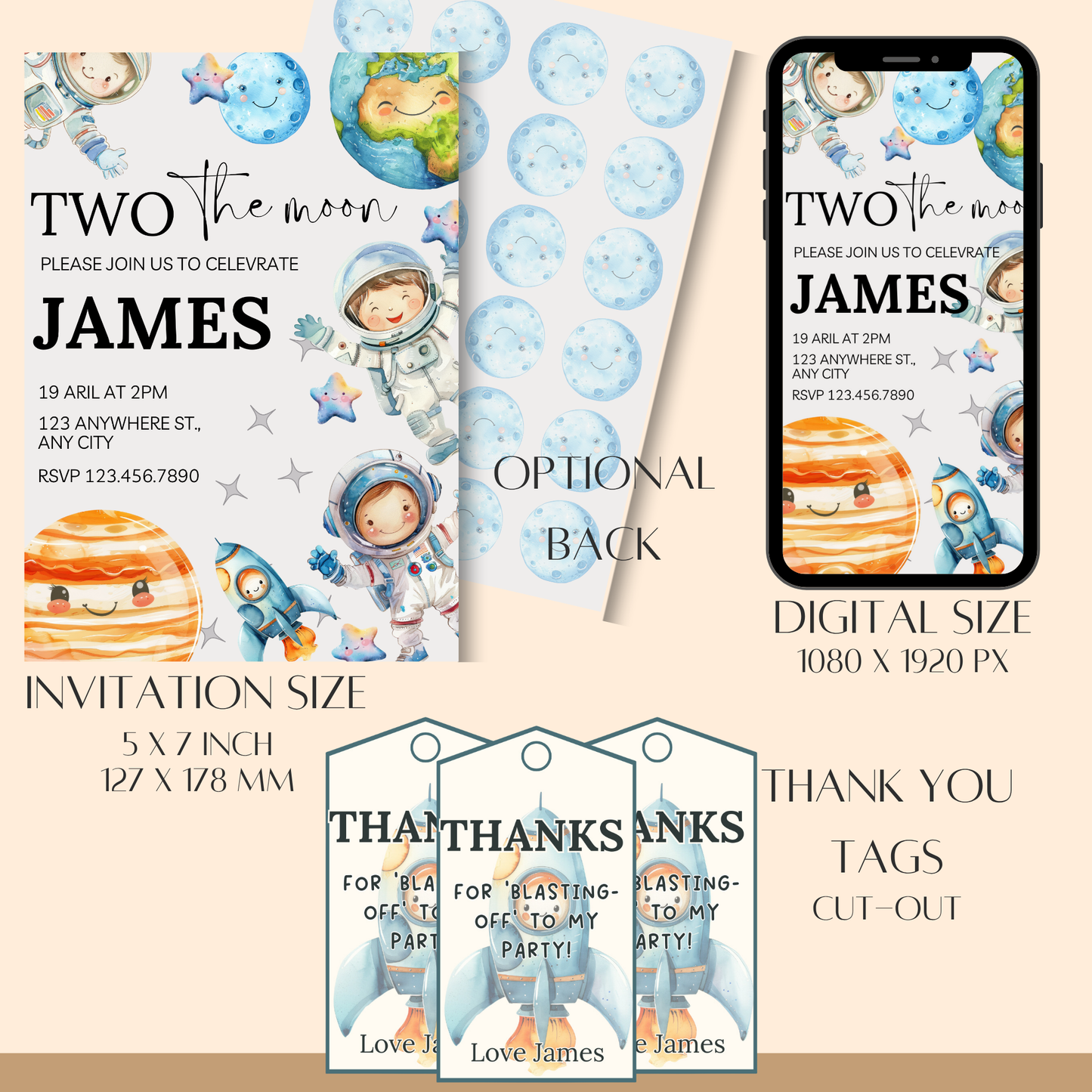 Astronaut-Themed Birthday Invitation Template
