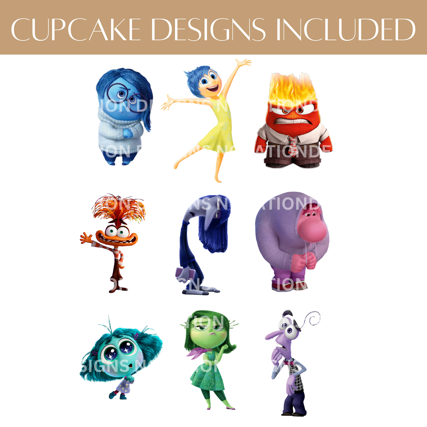 Printable Inside Out Cupcake Toppers