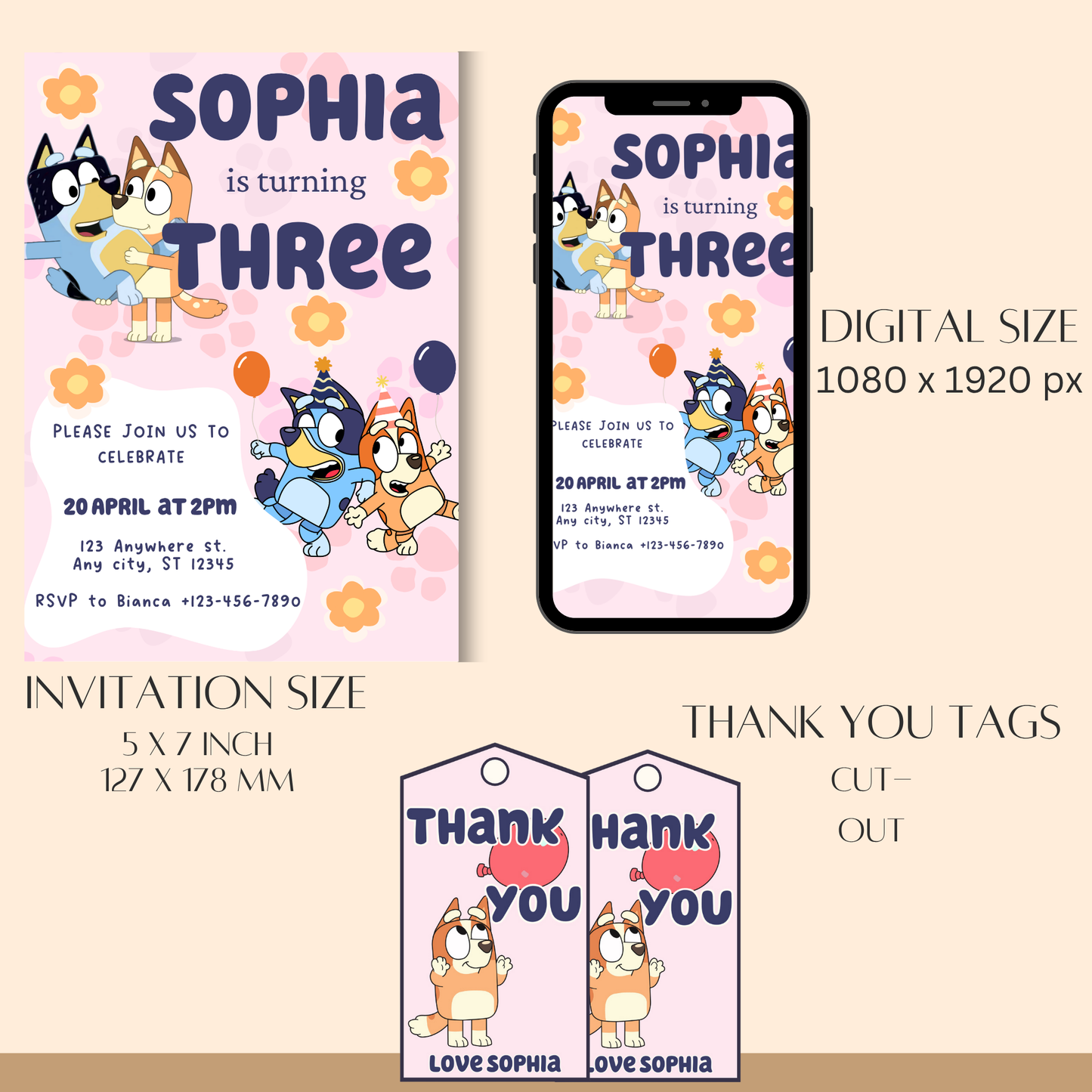 Bluey-Themed Birthday Invitation Template