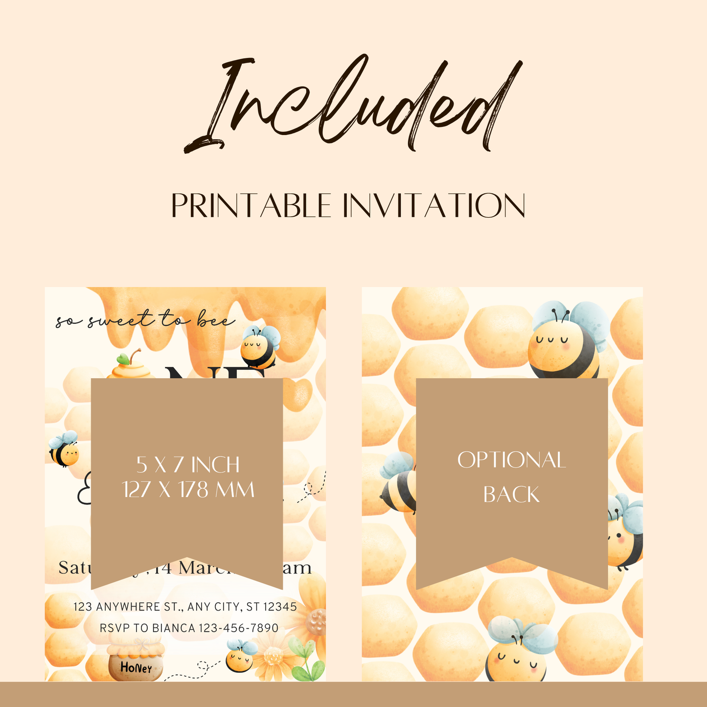 "Sweet to Bee" Birthday Invitation Template