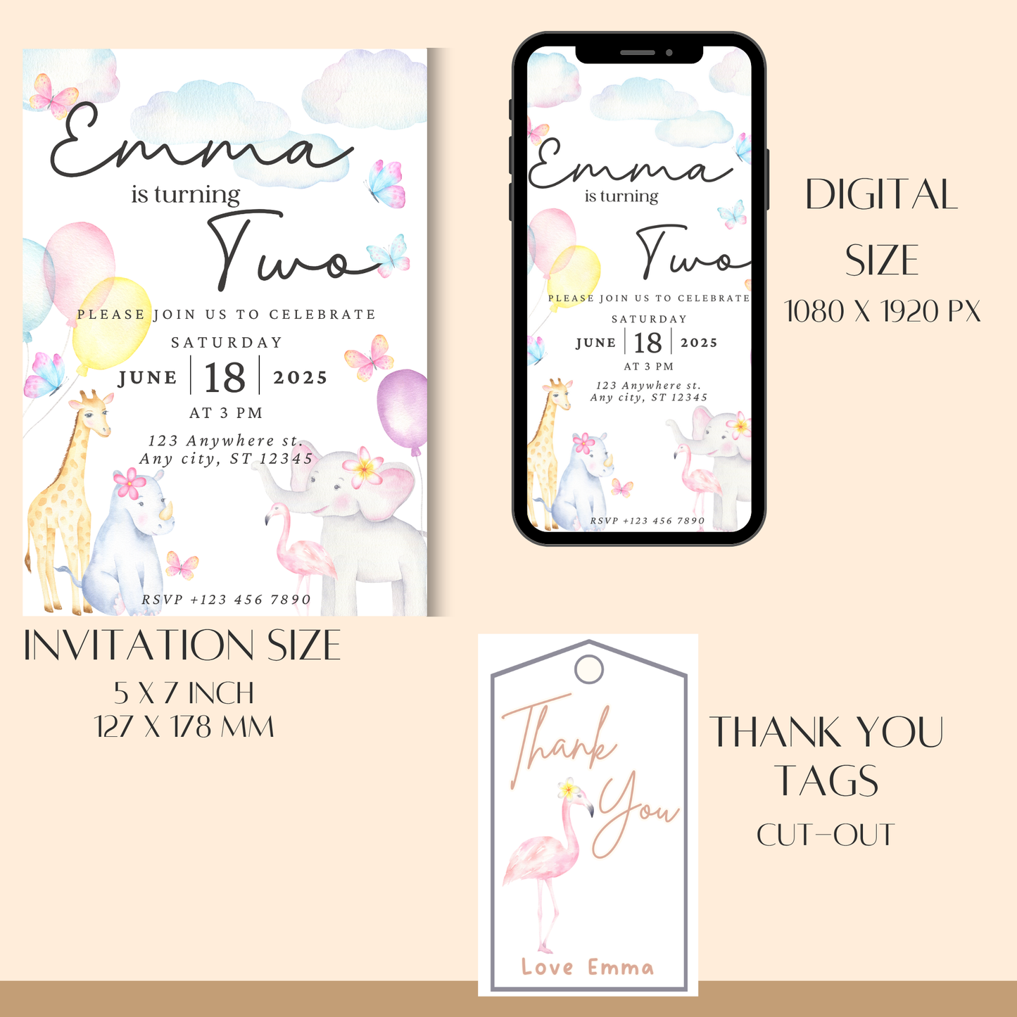 Safari-Themed Birthday Invitation
