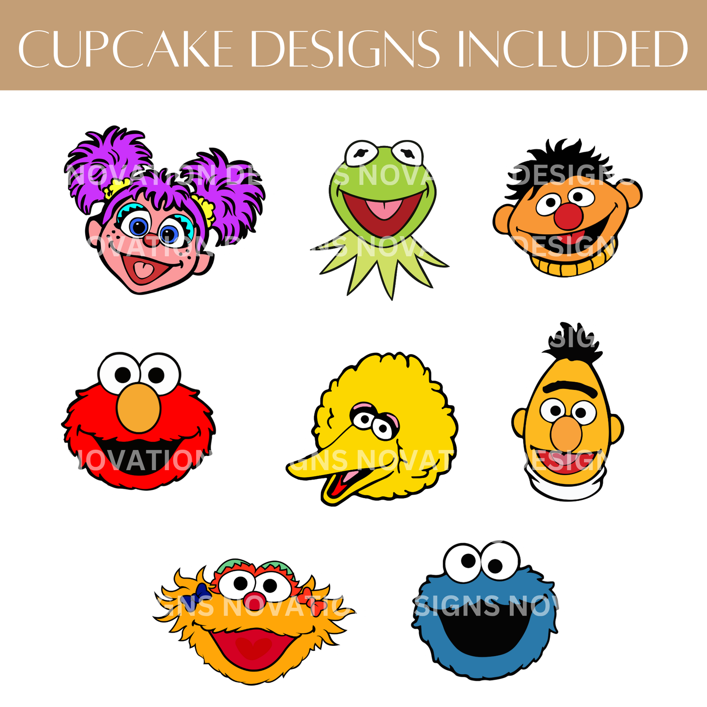 Printable Sesame Street Cupcake Toppers – Digital Download