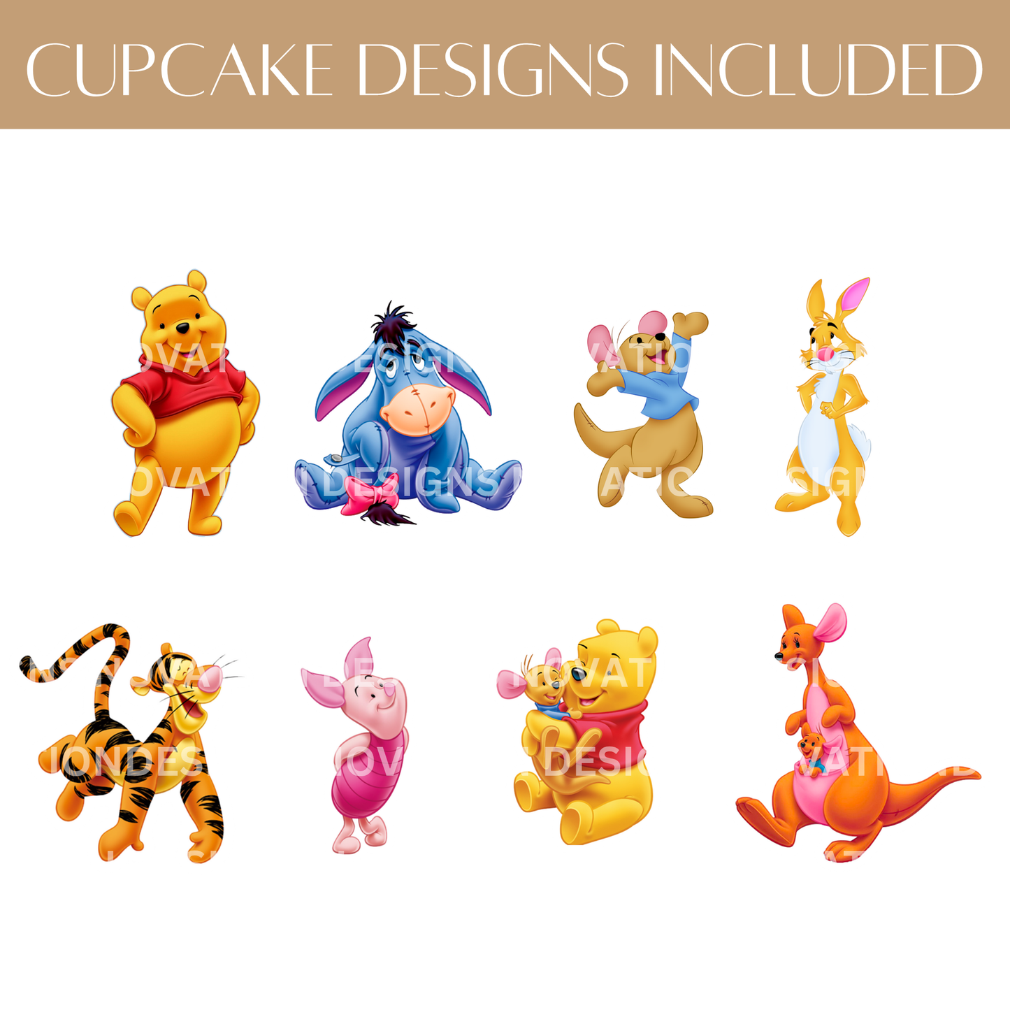 Printable Winnie the Pooh Cupcake Toppers – Digital Download