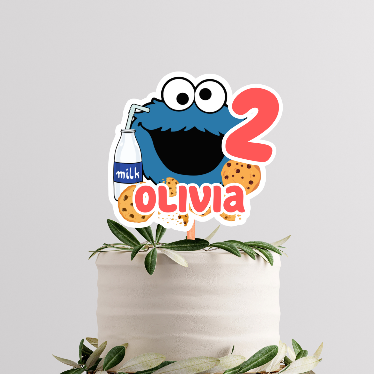 Editable Cookie Monster Cake Topper – Digital Download