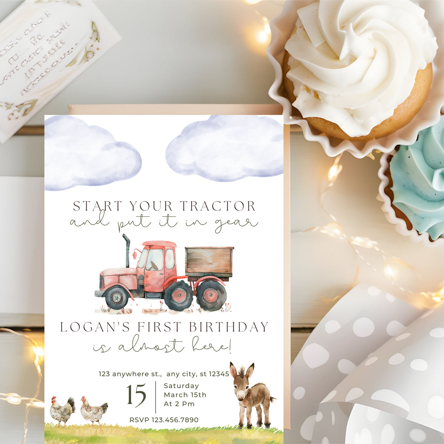 Farm-Themed Birthday Invitation Template