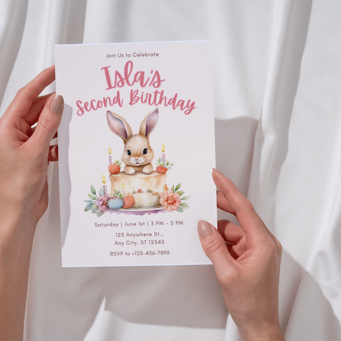 Bunny-Themed Birthday Invitation Template
