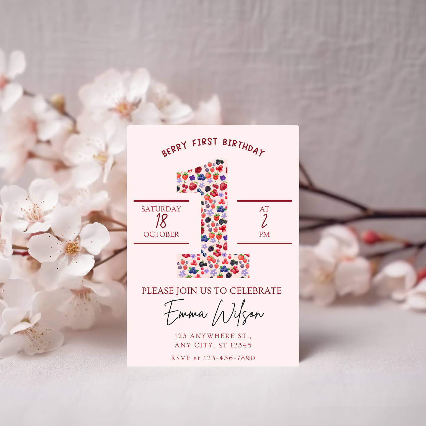 “Berry First” Birthday Invitation