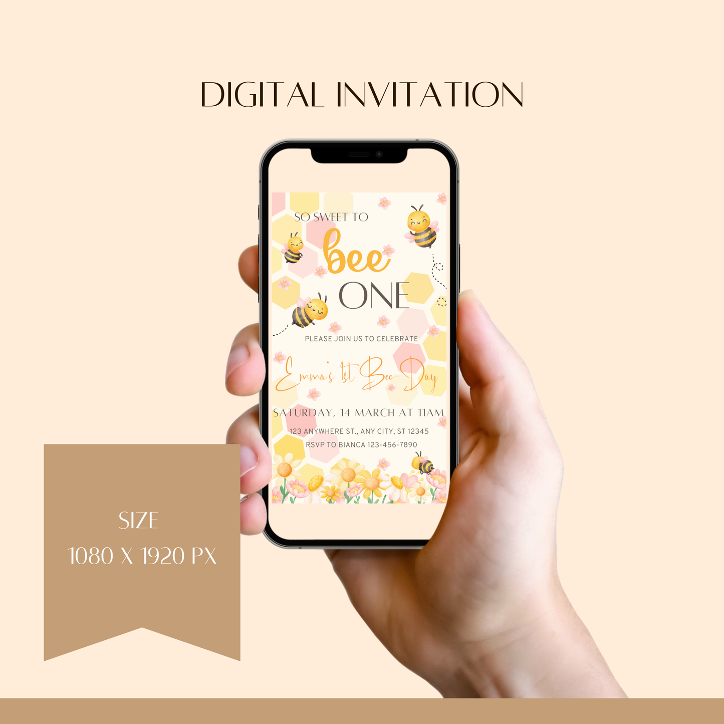 "Sweet to Bee" Themed Birthday Invitation Template