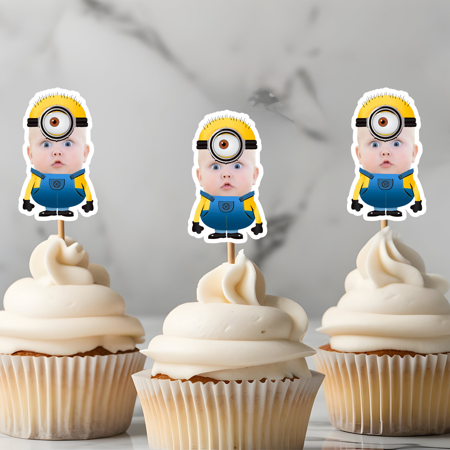 Custom Face Minions Cupcake Topper