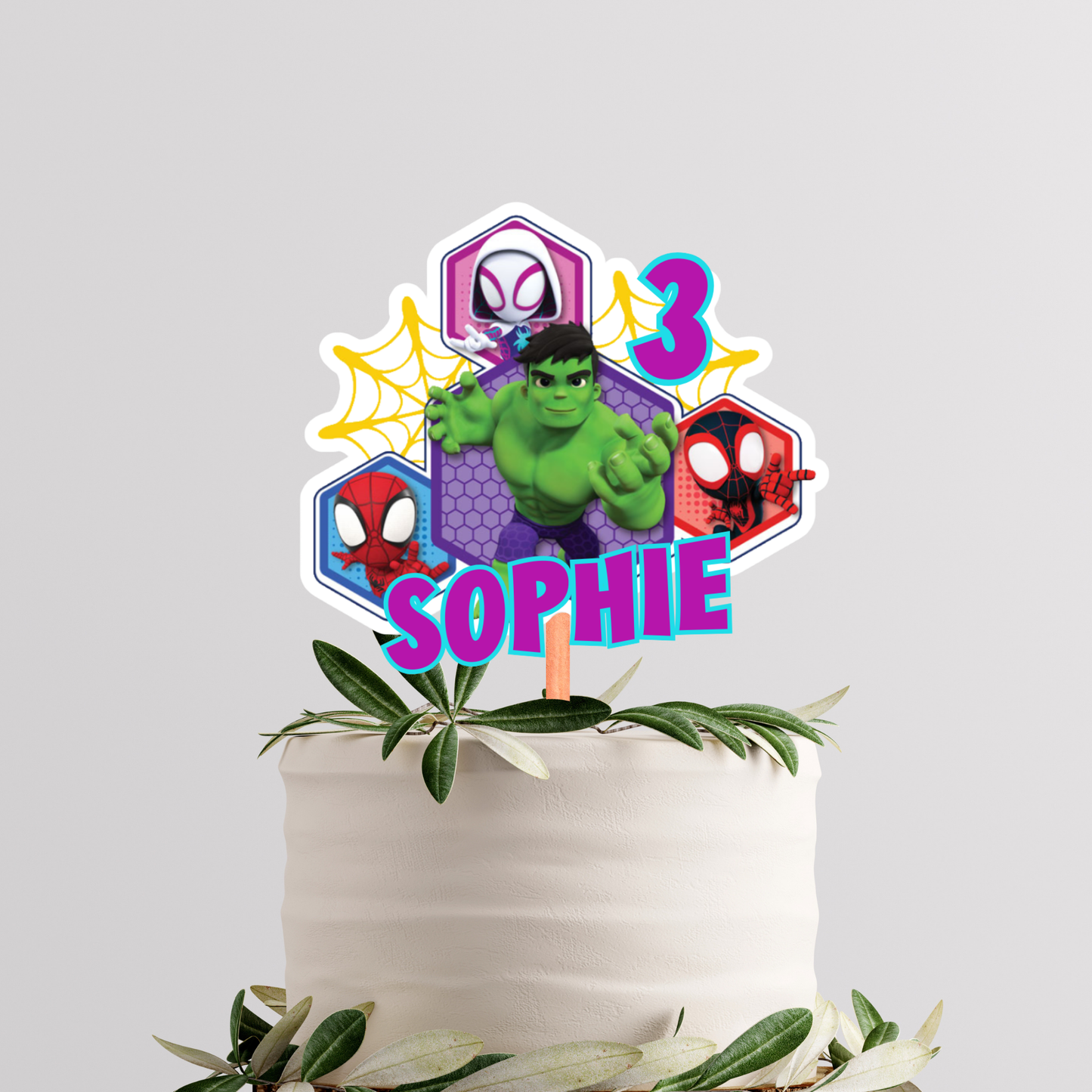 Editable Spidey and His Amazing Friends Cake Topper