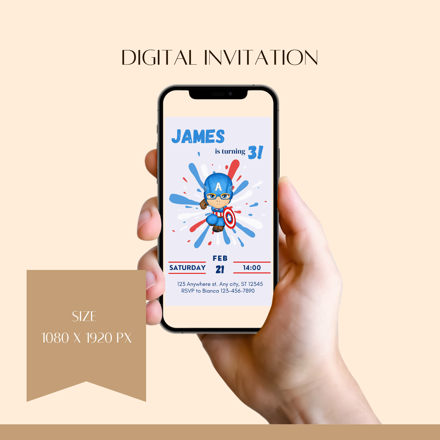 Captain America-Themed Birthday Invitation