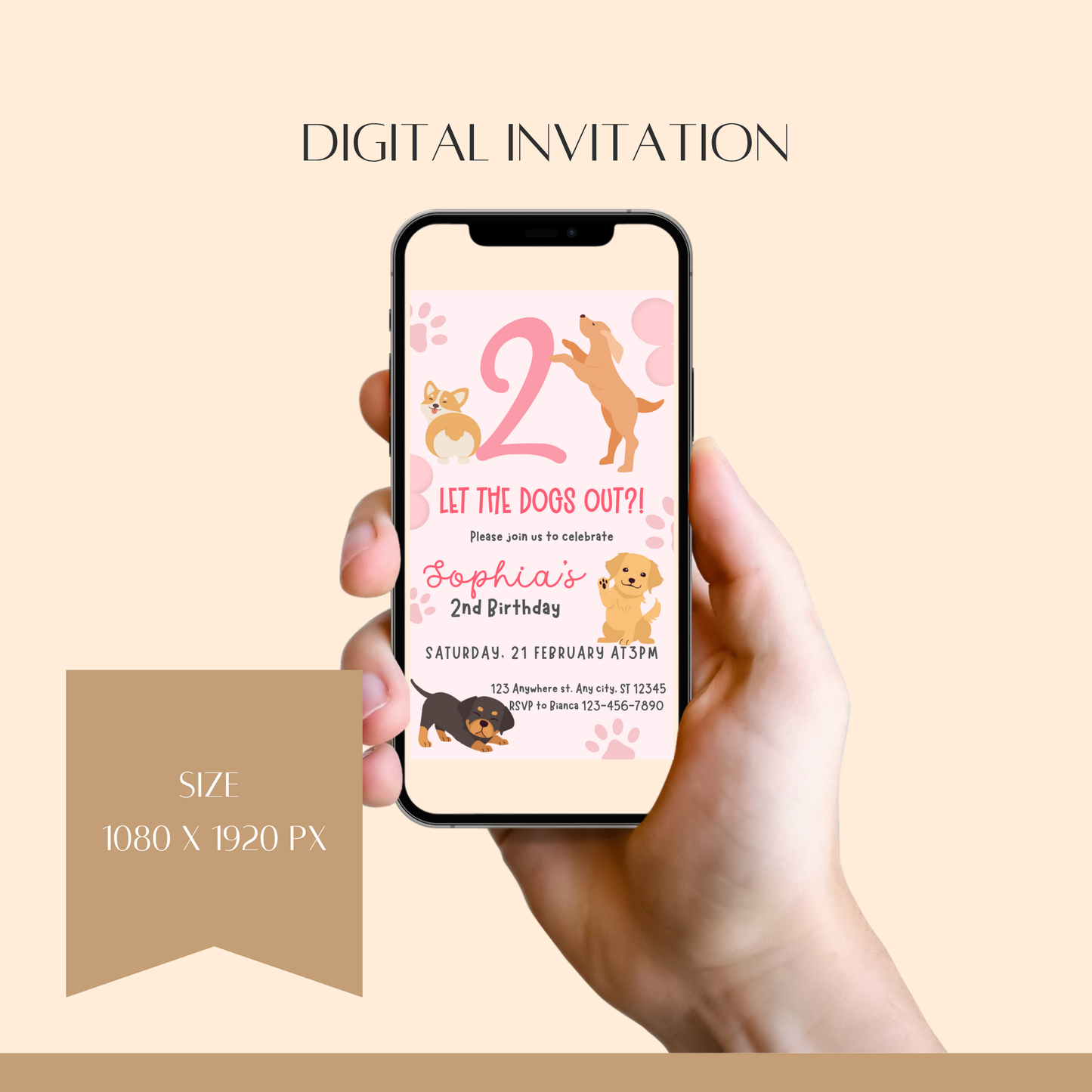 "TWO Let the Dogs Out?!" Birthday Invitation