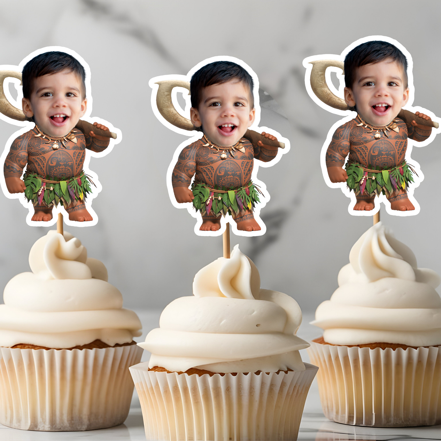 Custom Face Maui Cupcake Topper