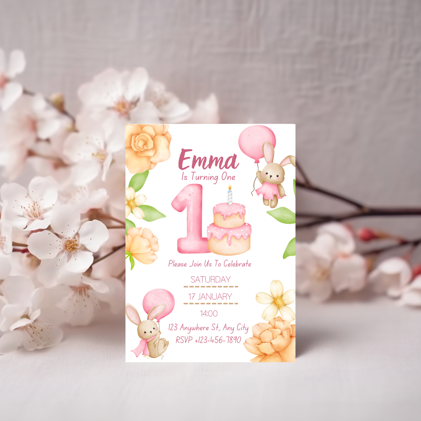 Bunny Birthday Invitation