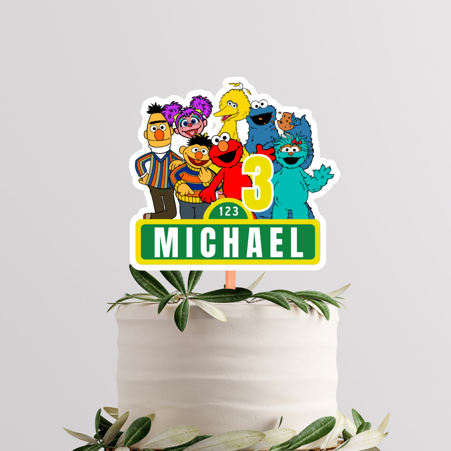 Editable Sesame Street Cake Topper – Digital Download