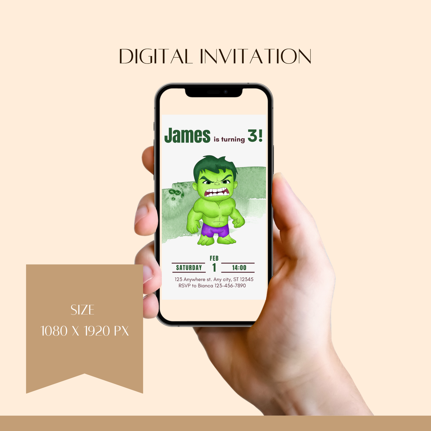 Hulk-Themed Birthday Invitation