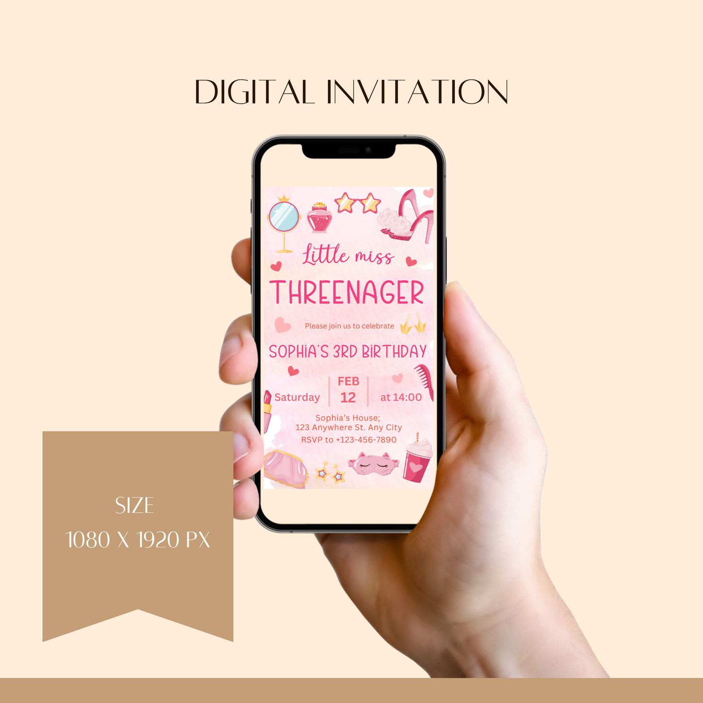 "Threenager" Birthday Invitation Template