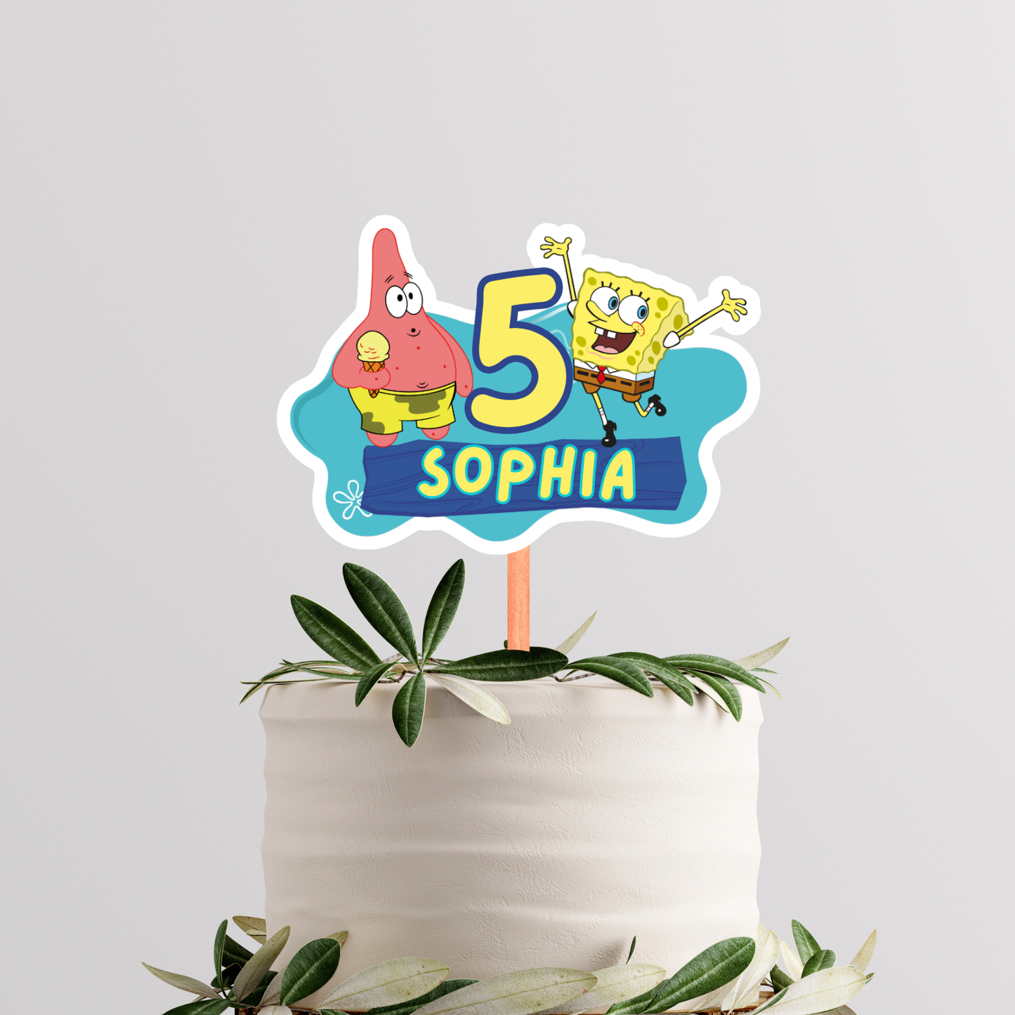 Editable SpongeBob Cake Topper – Digital Download