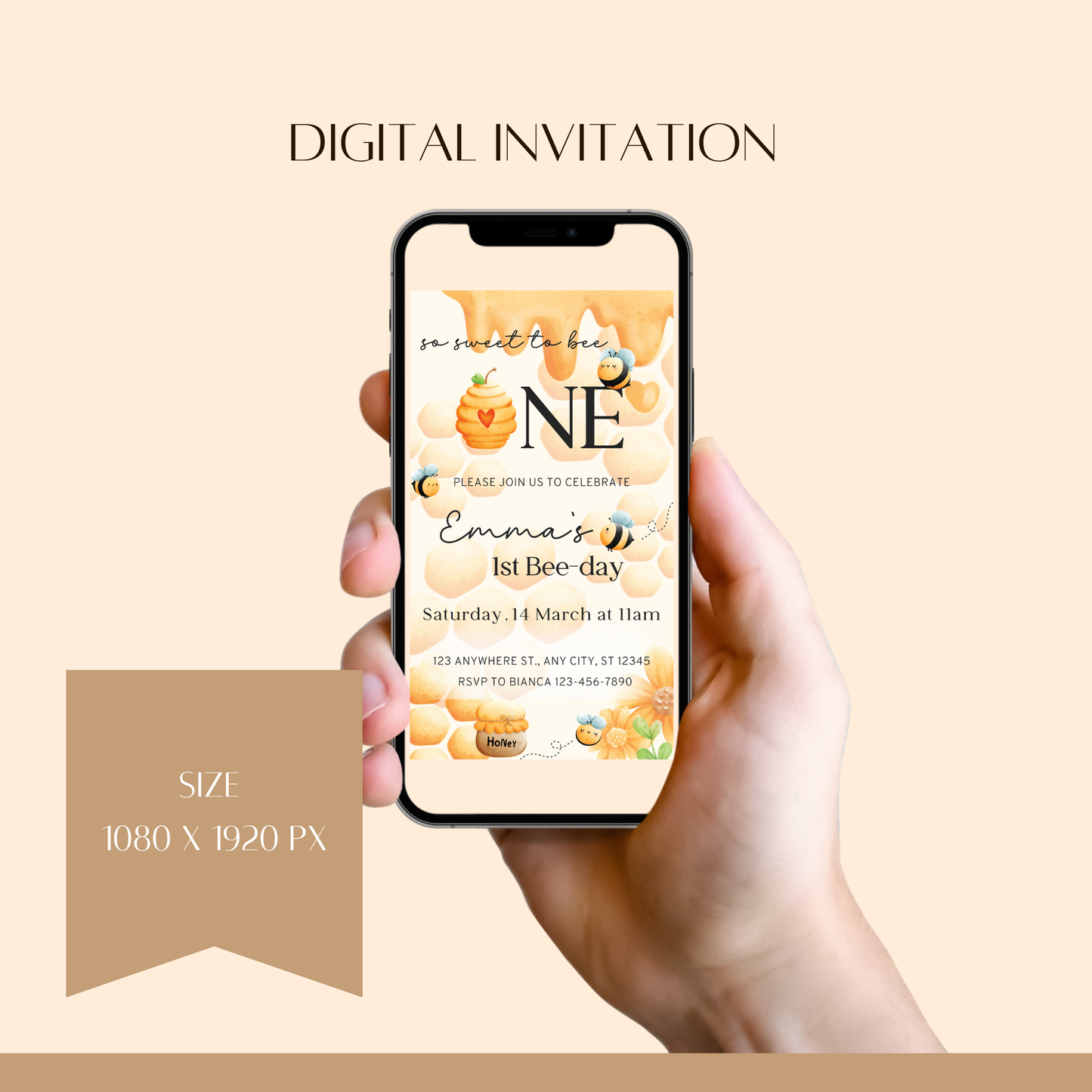 "Sweet to Bee" Birthday Invitation Template