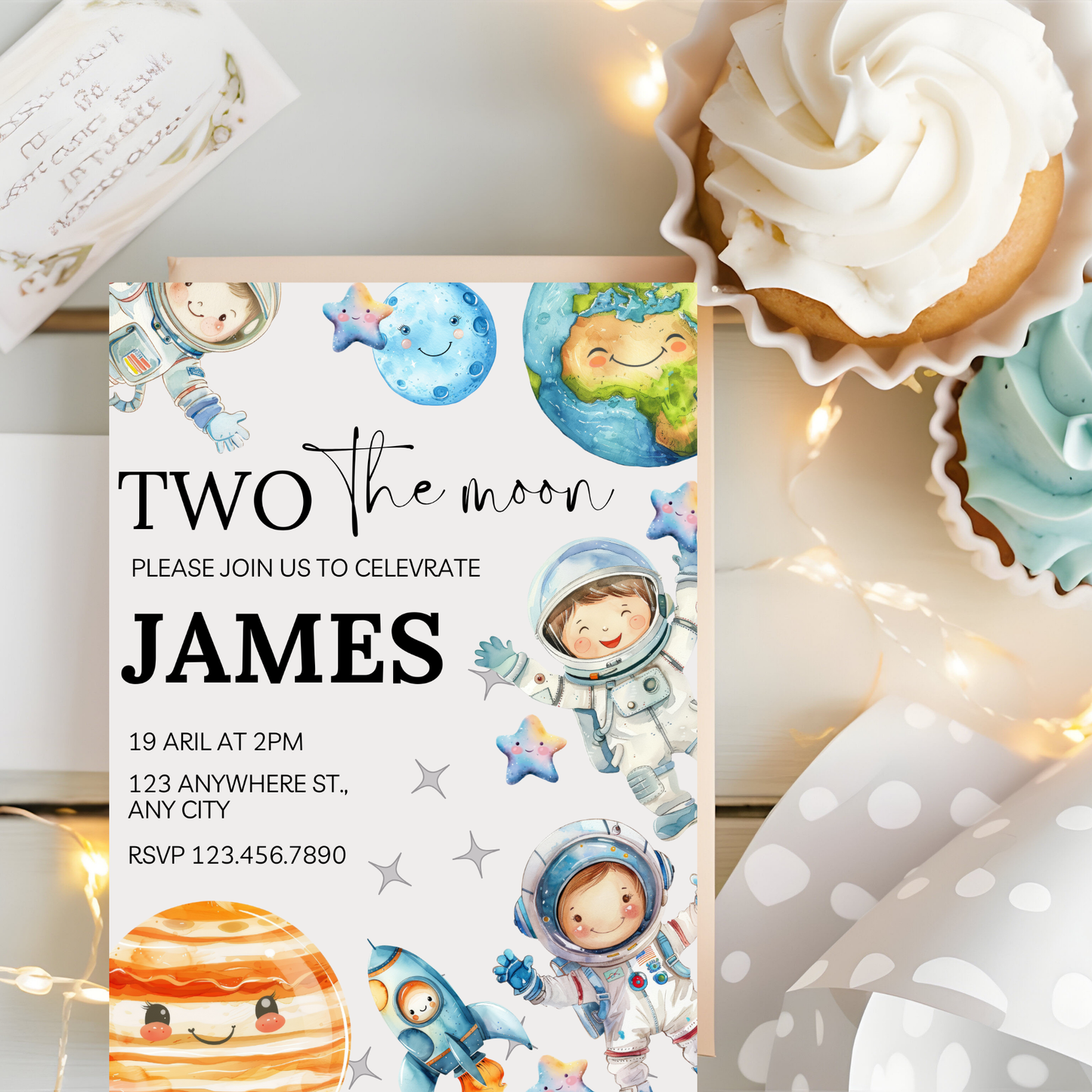 Astronaut-Themed Birthday Invitation Template