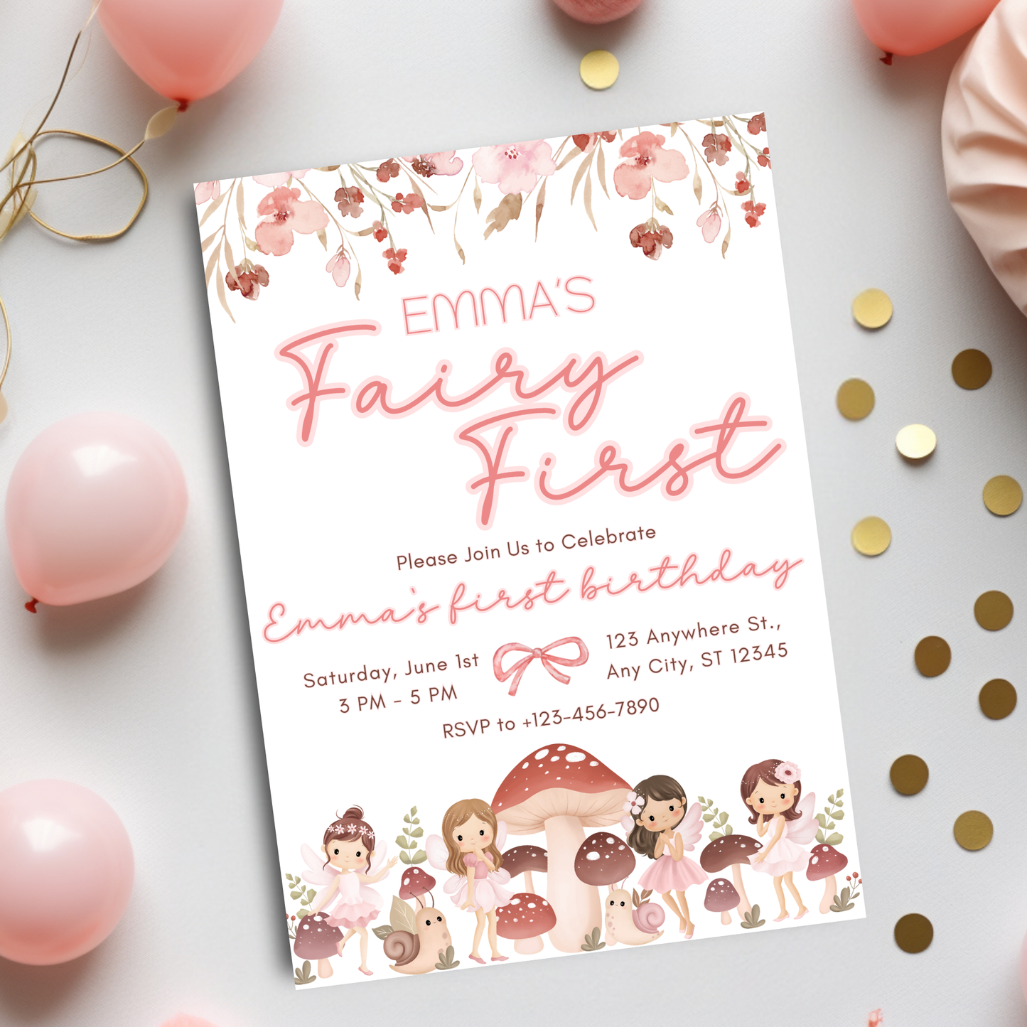"Fairy First" Birthday Invitation