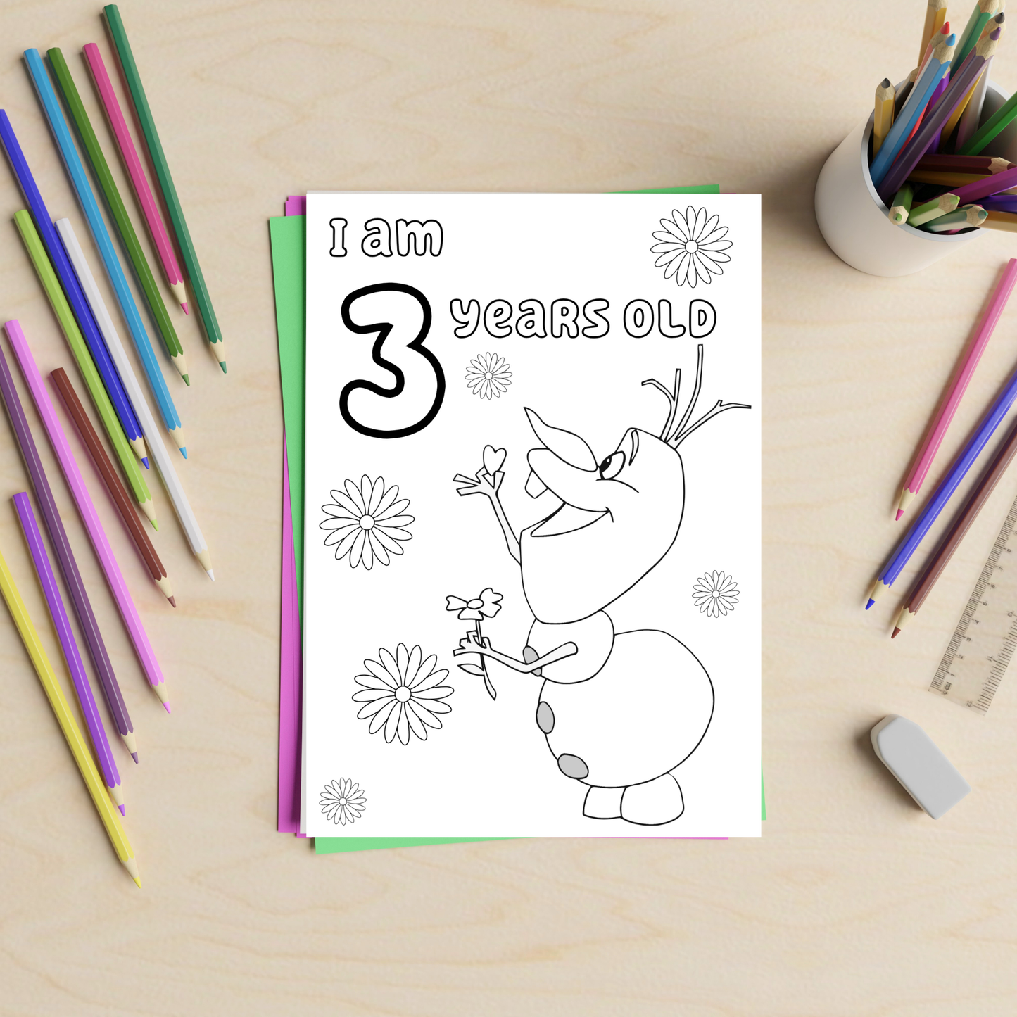 Editable Frozen Birthday Coloring Activity – Digital Download