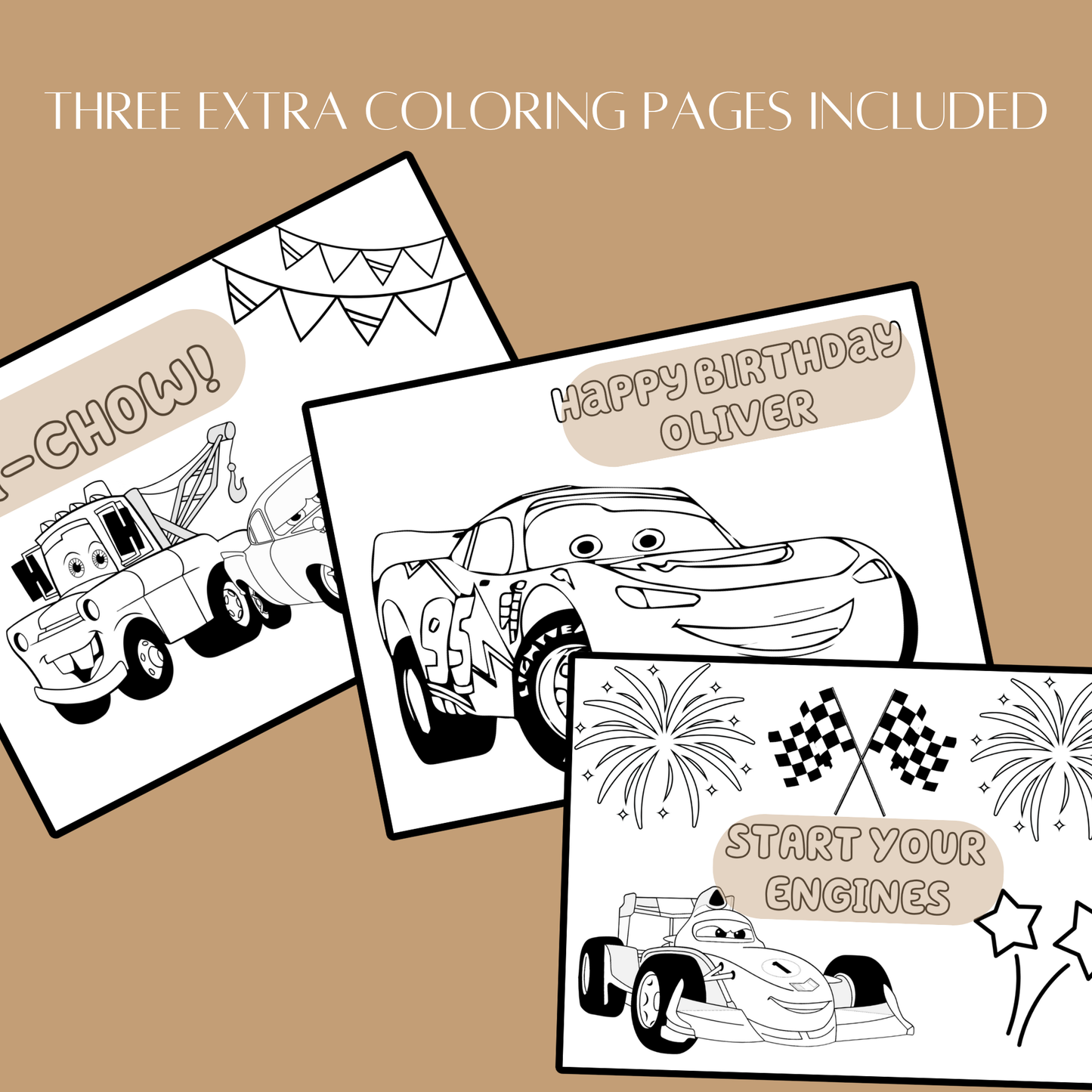 Editable Cars Theme Birthday Activity
