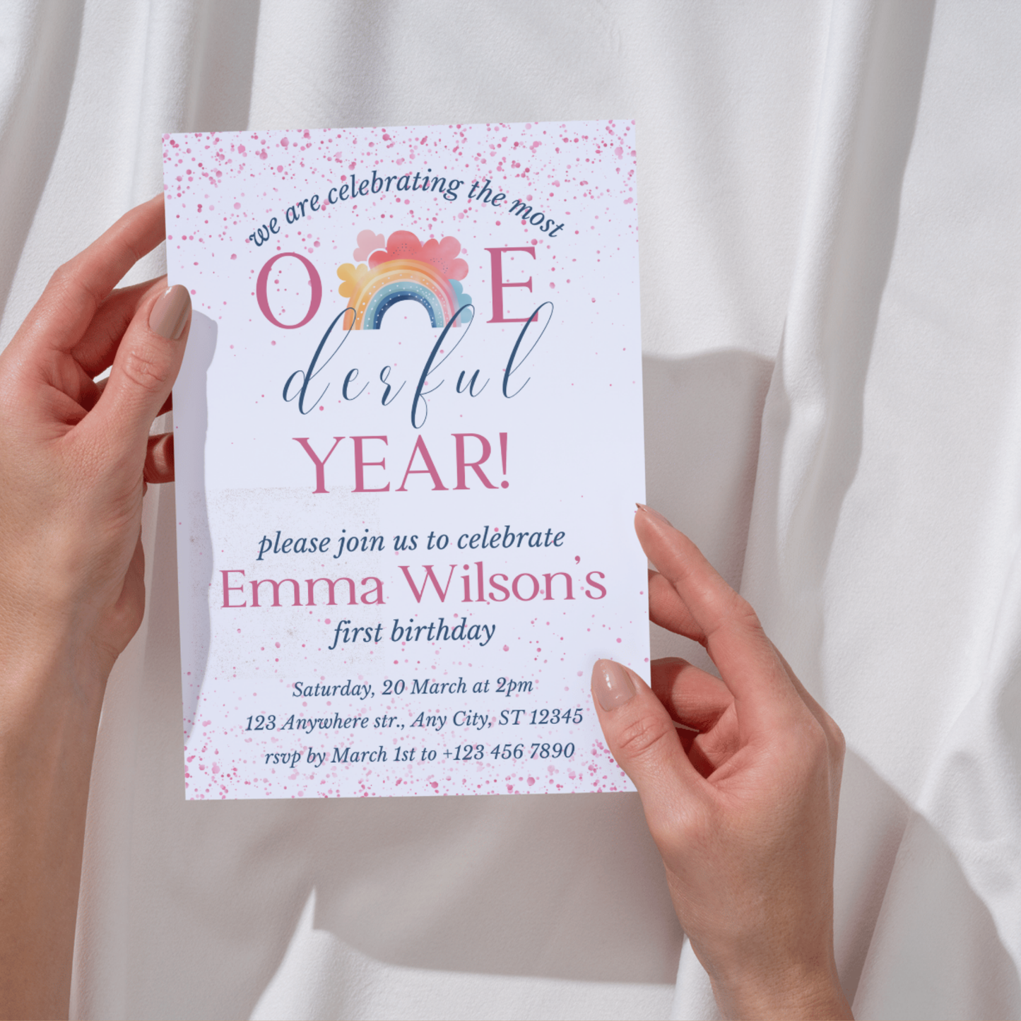 “One-derful” First Birthday Invitation Template