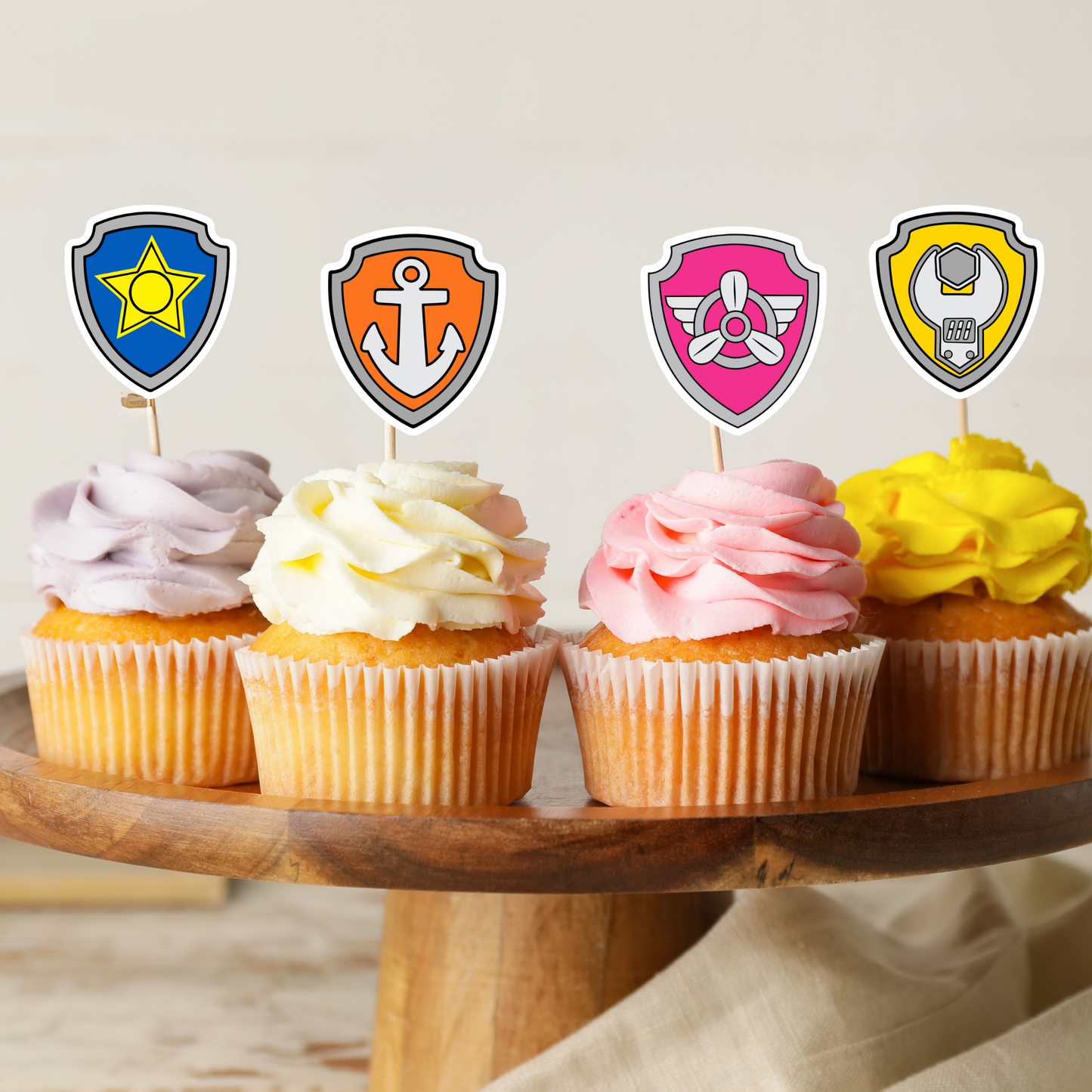 Paw Patrol Badge Cupcake Toppers