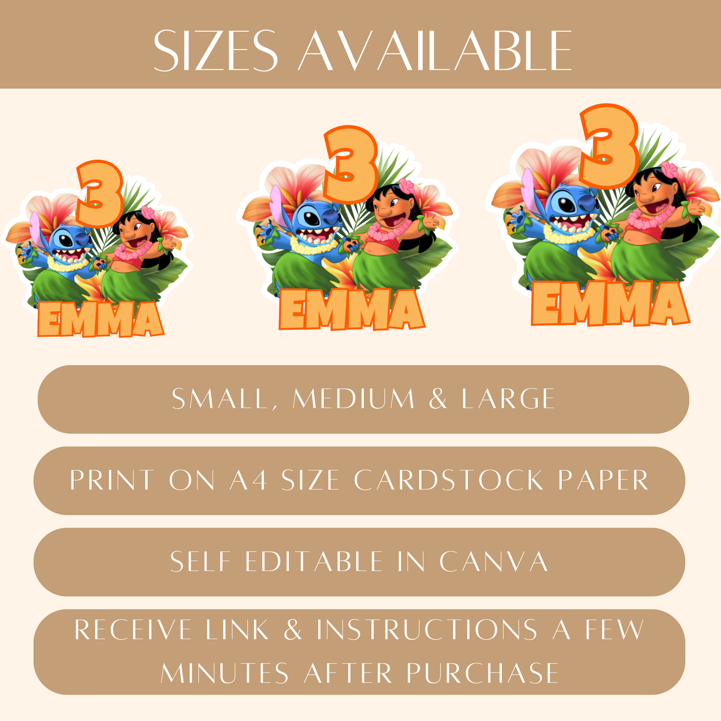 Editable Lilo & Stitch Cake Topper – Digital Download