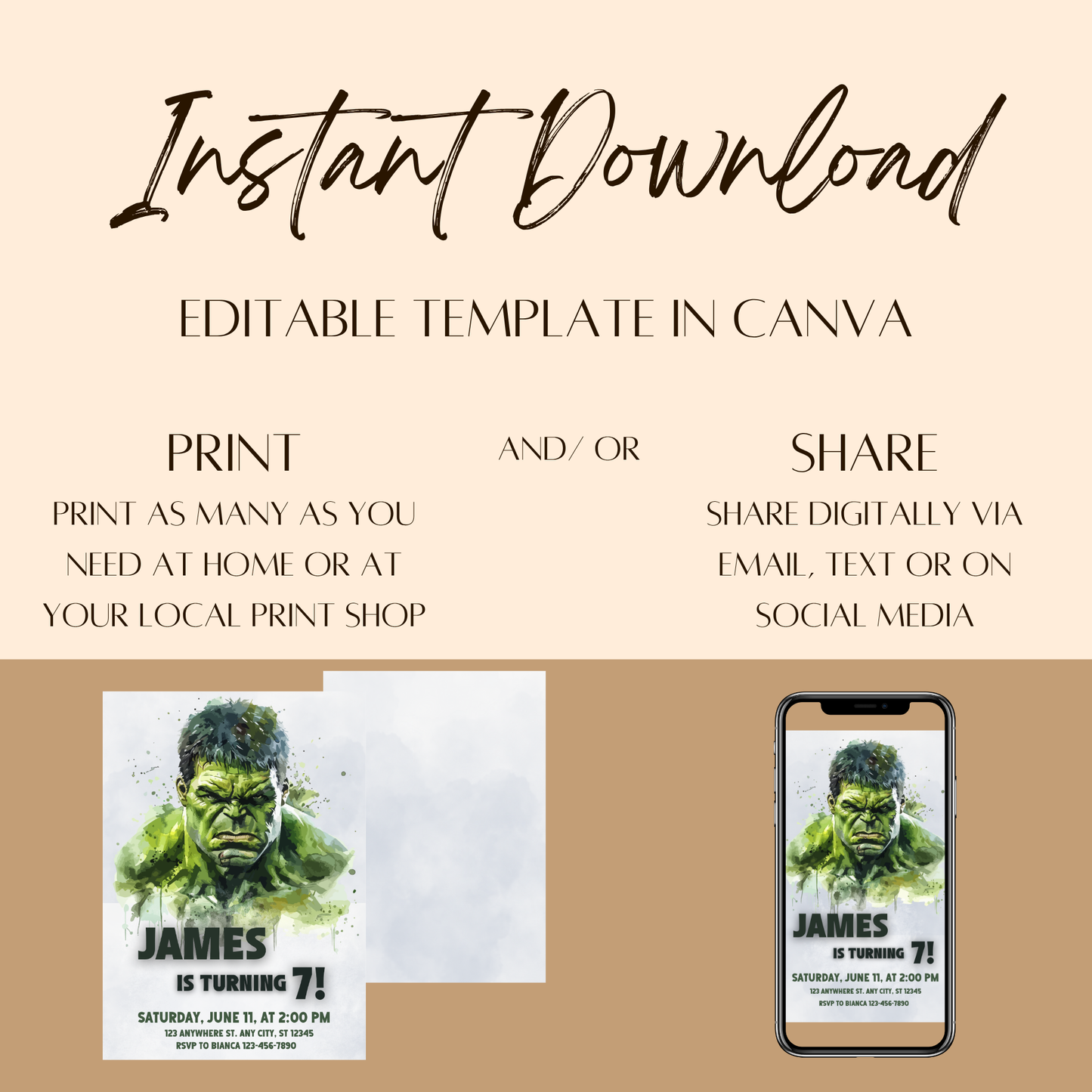 Hulk Birthday Invitation Template