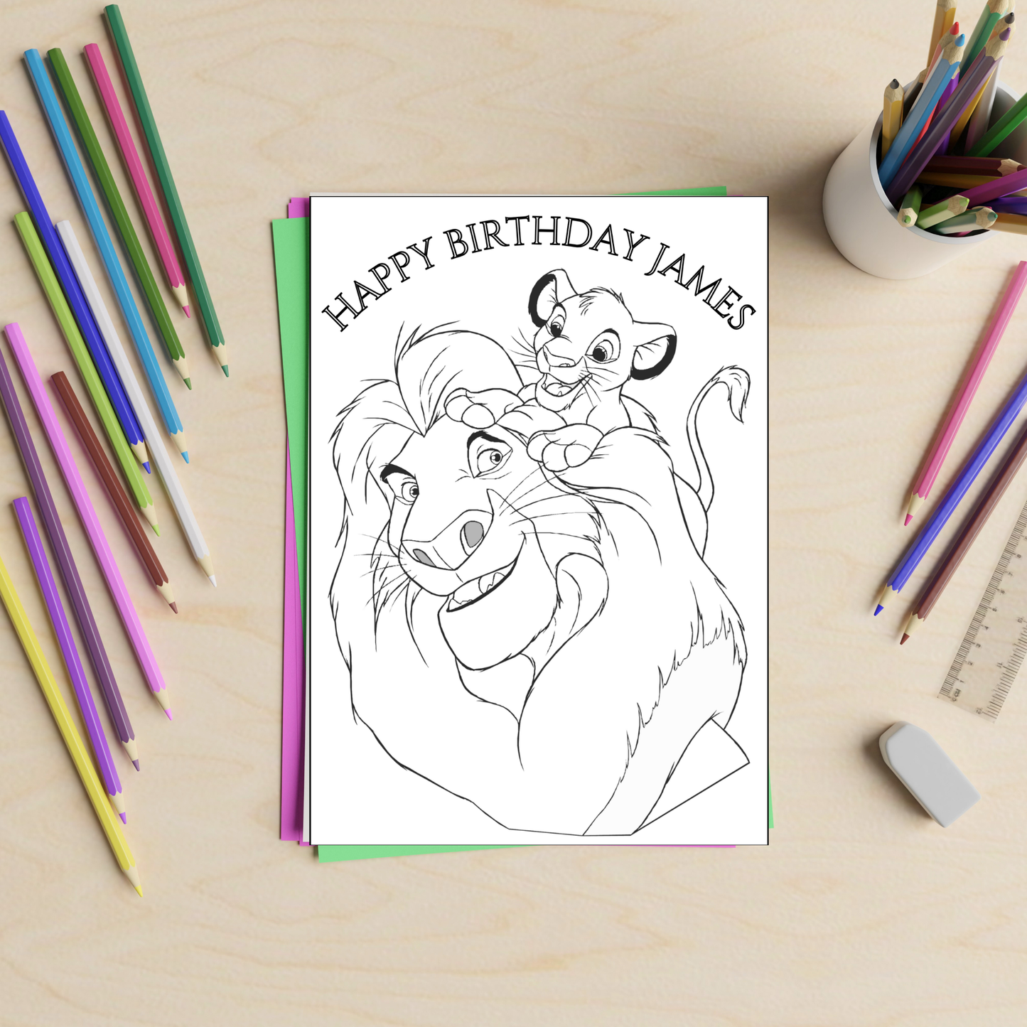 Editable Lion King Birthday Coloring Activity