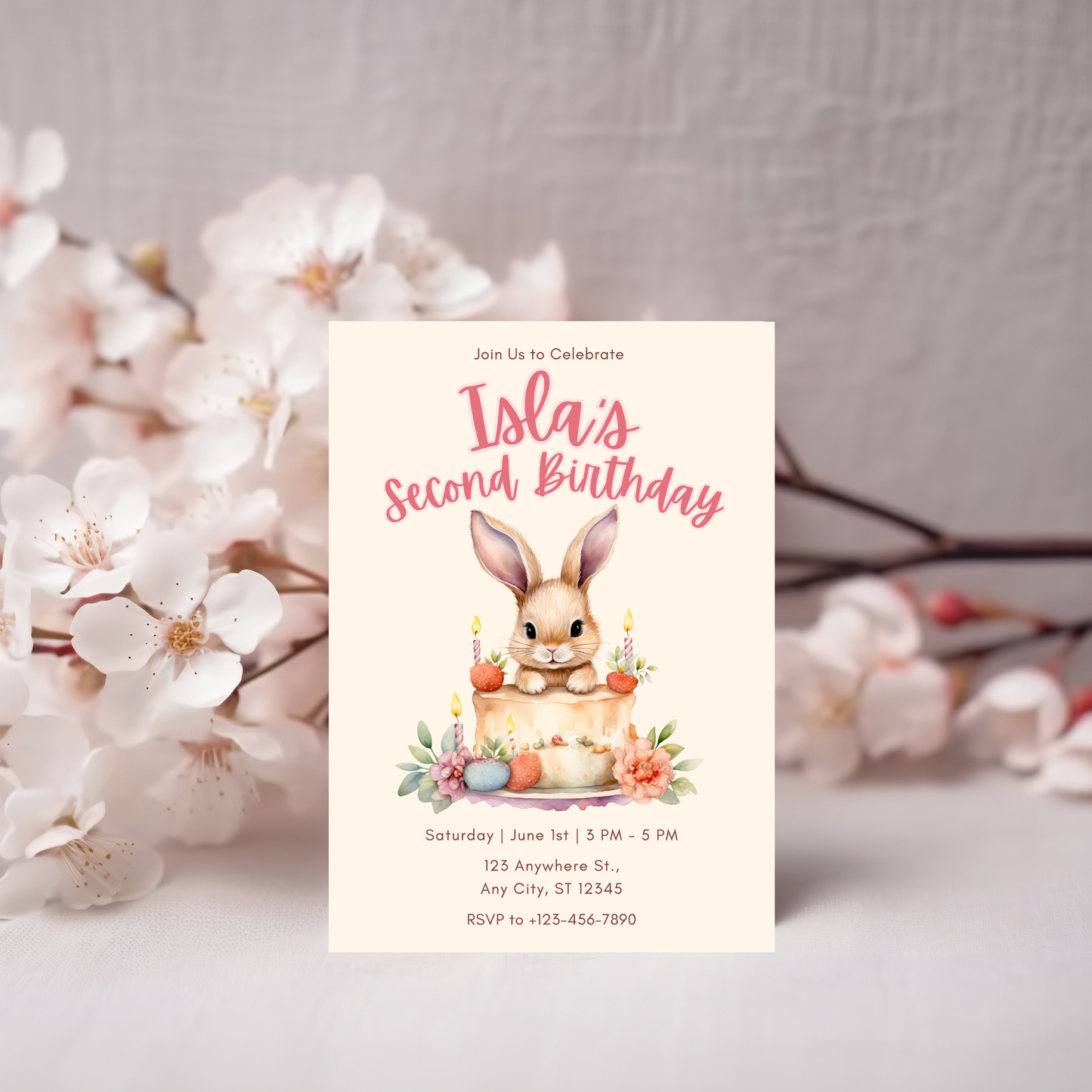 Bunny-Themed Birthday Invitation Template
