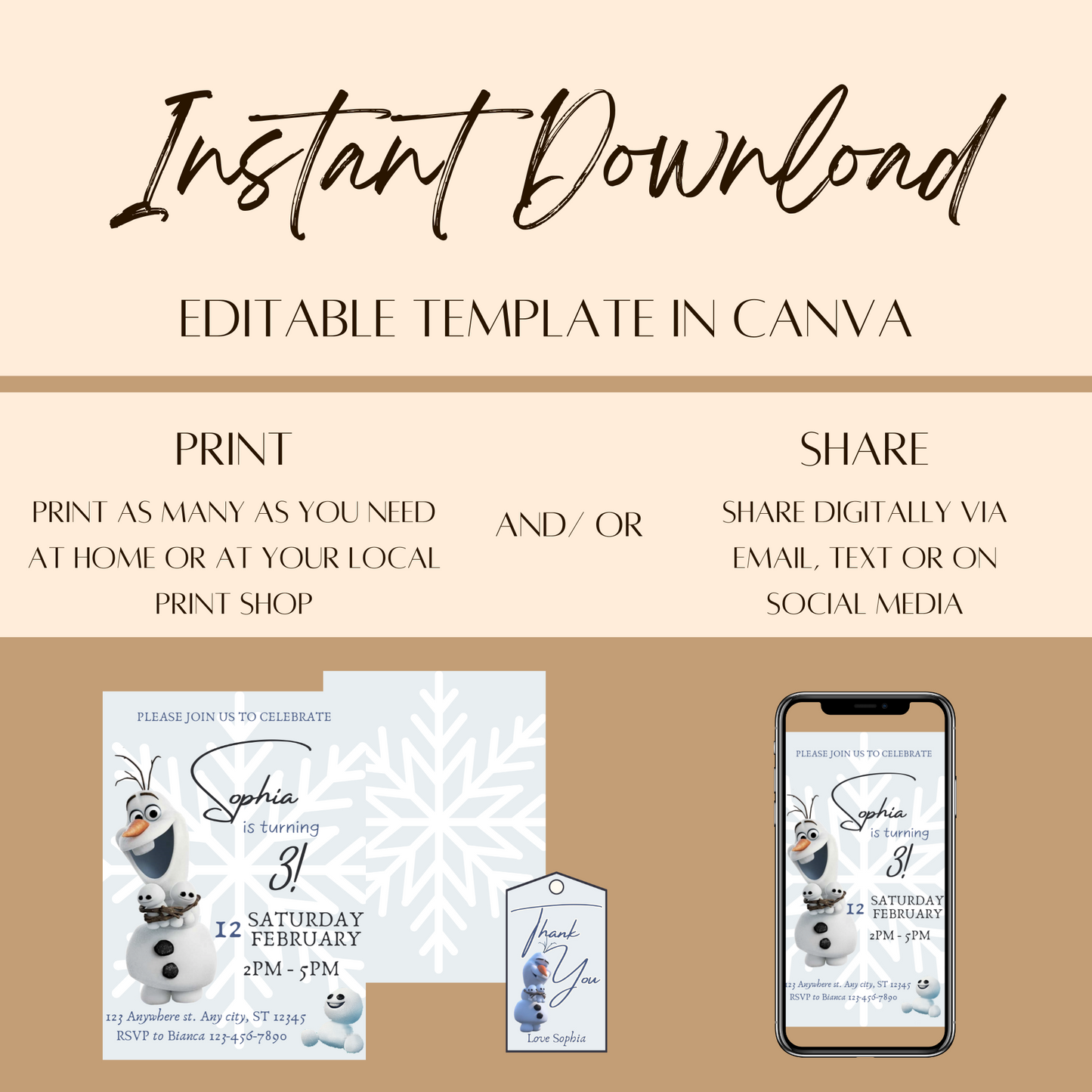 Frozen Olaf-Themed Birthday Invitation