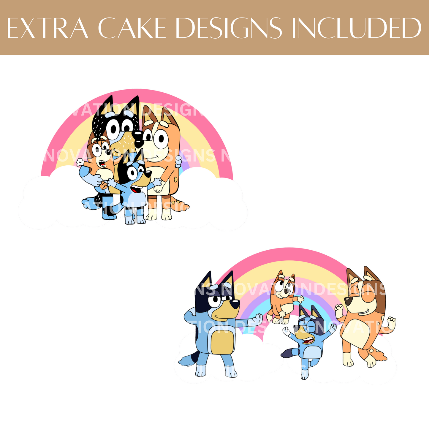 Printable Rainbow Bluey Cupcake Toppers