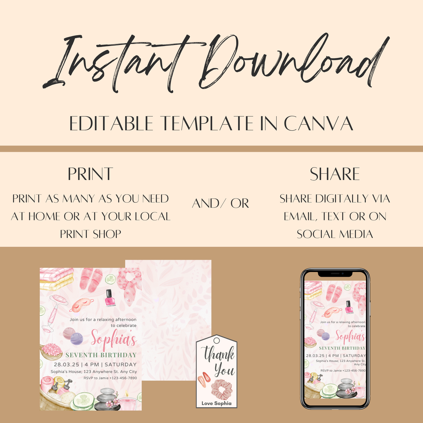Spa Party Birthday Invitation Template