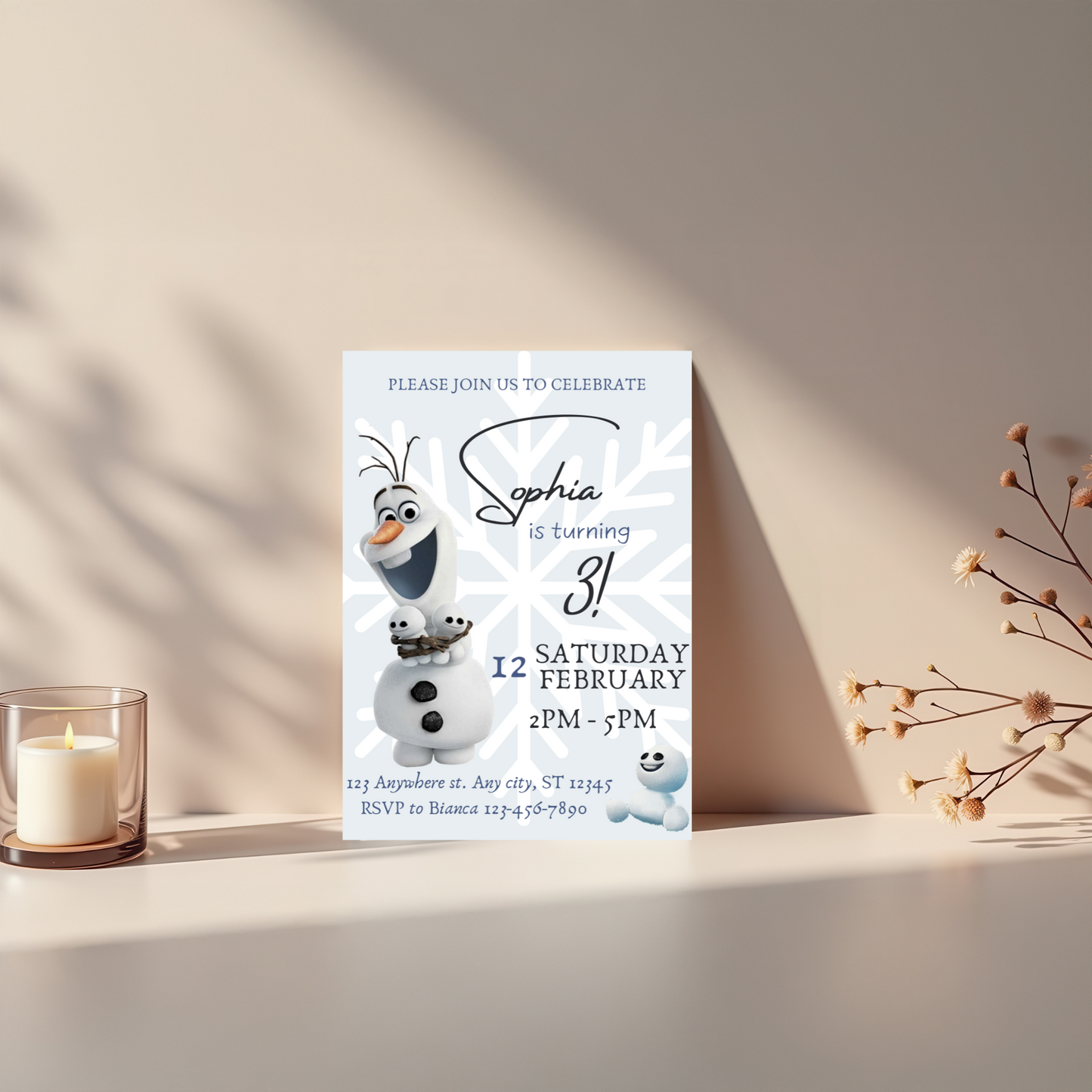 Frozen Olaf-Themed Birthday Invitation