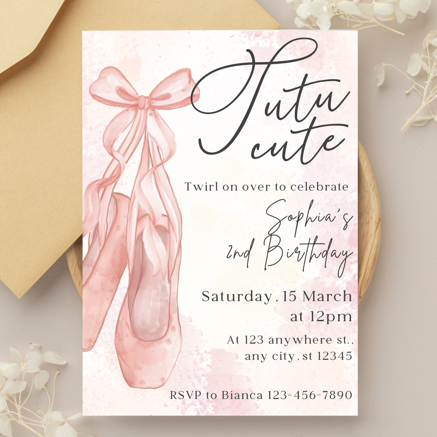 "Tutu Cute" Birthday Invitation Template