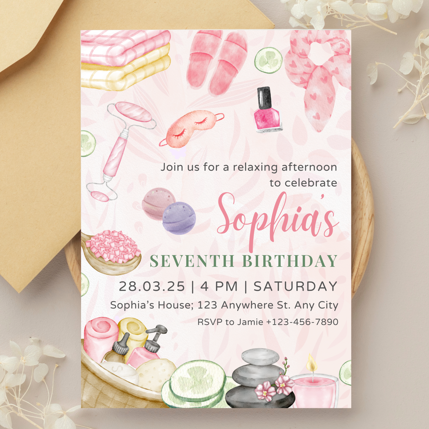 Spa Party Birthday Invitation Template