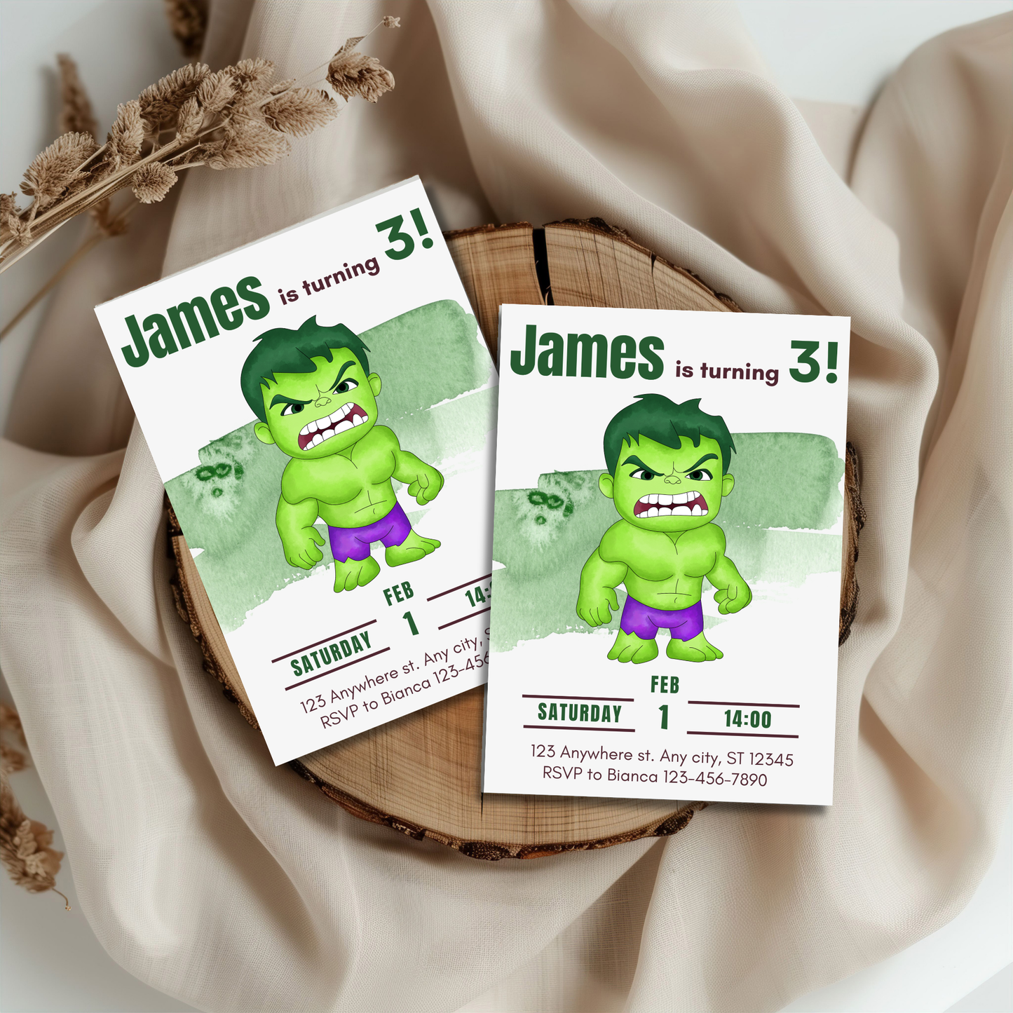 Hulk-Themed Birthday Invitation