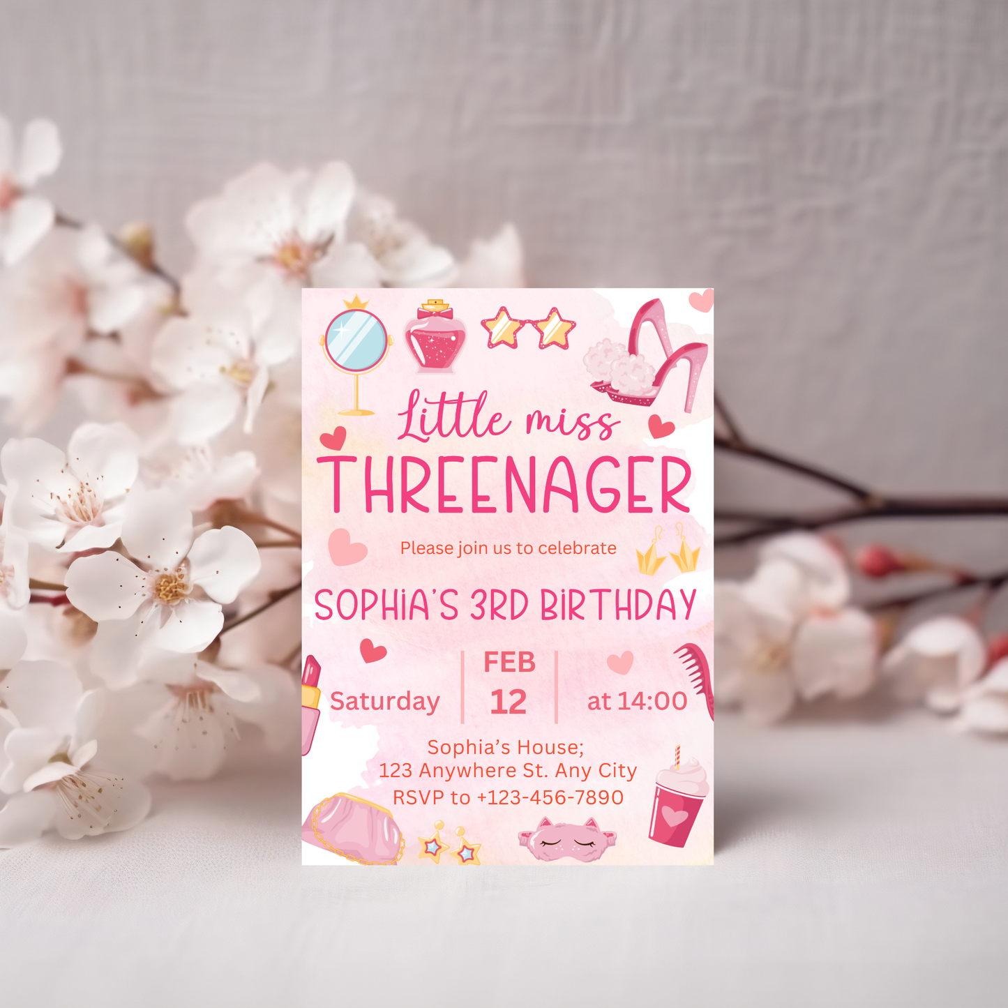 "Threenager" Birthday Invitation Template