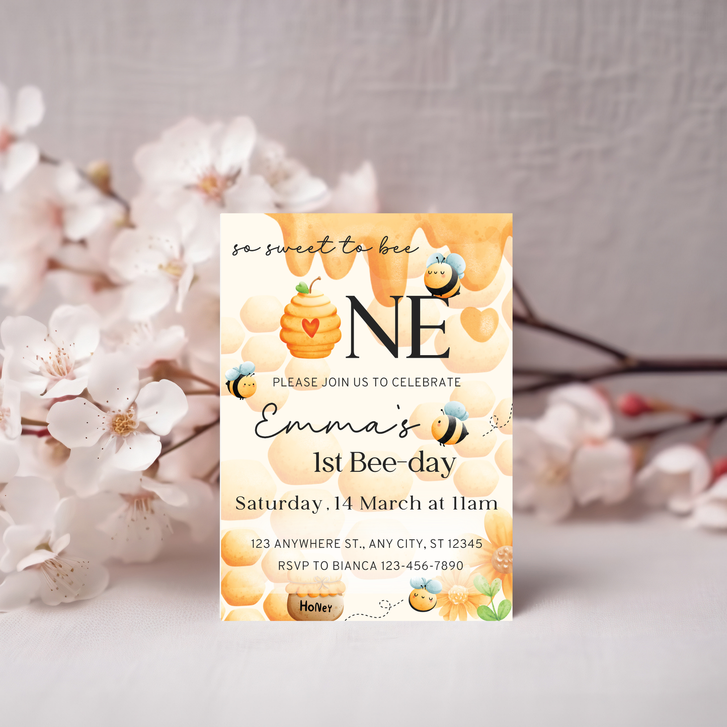 "Sweet to Bee" Birthday Invitation Template