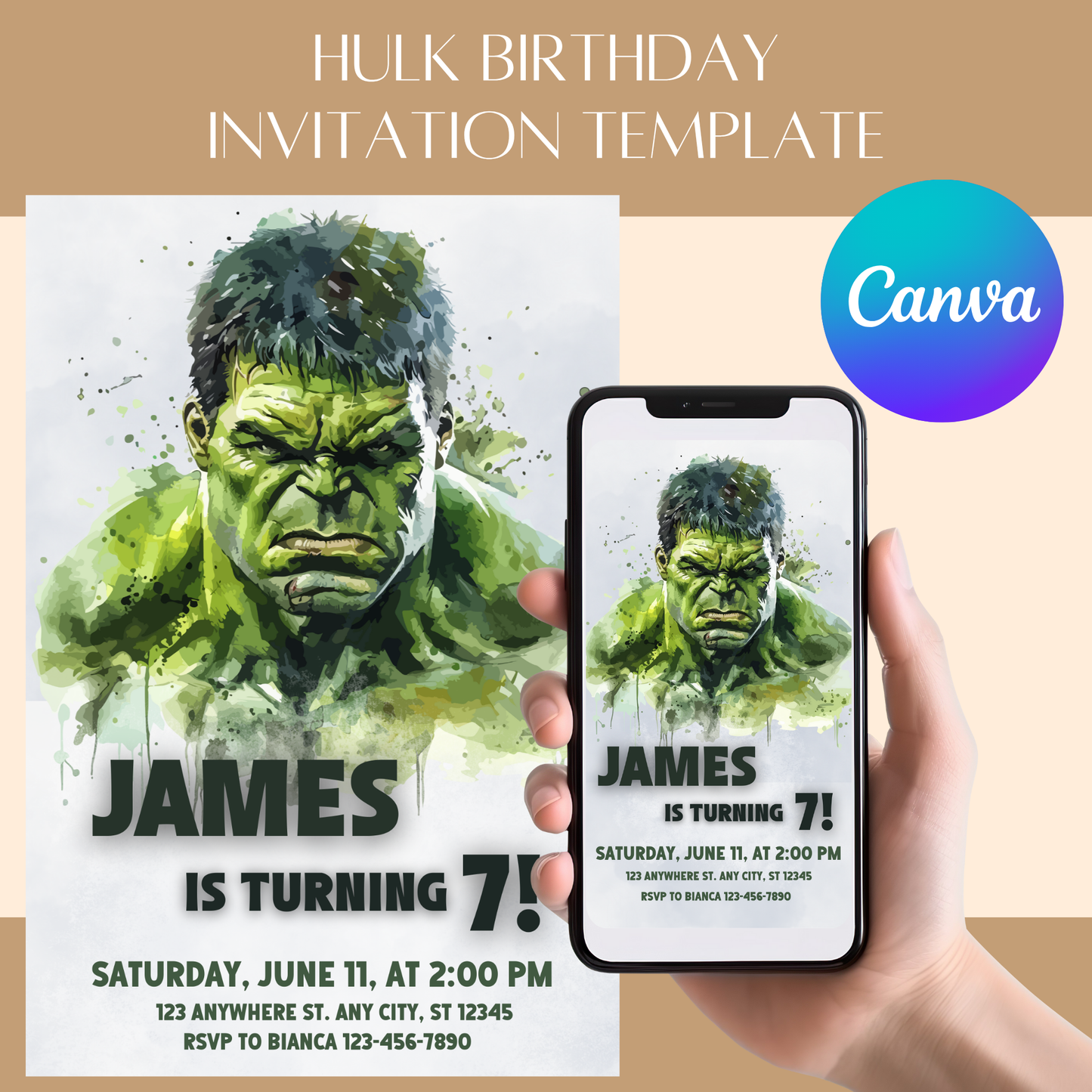 Hulk Birthday Invitation Template