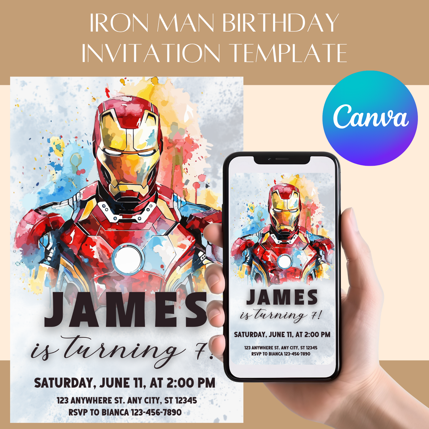 Iron Man Birthday Invitation Template