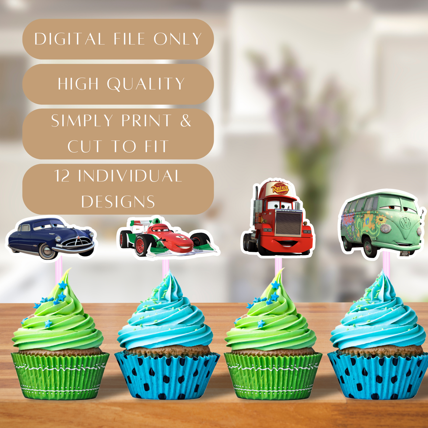 Disney Cars Cupcake Toppers