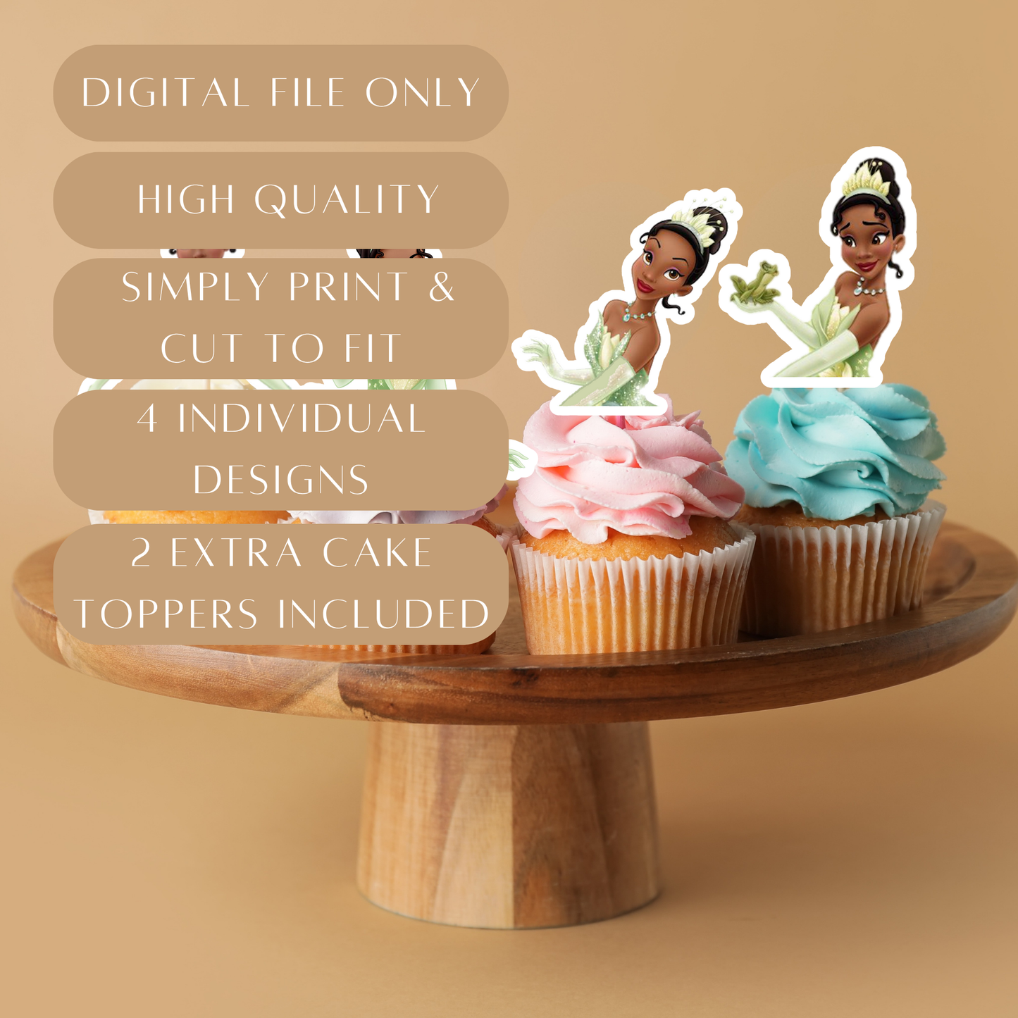 Printable Princess and the Frog Cupcake Toppers – Digital Download