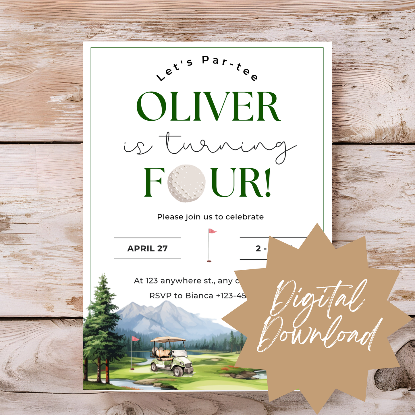 “Golf Par-tee” Birthday Invitation Template