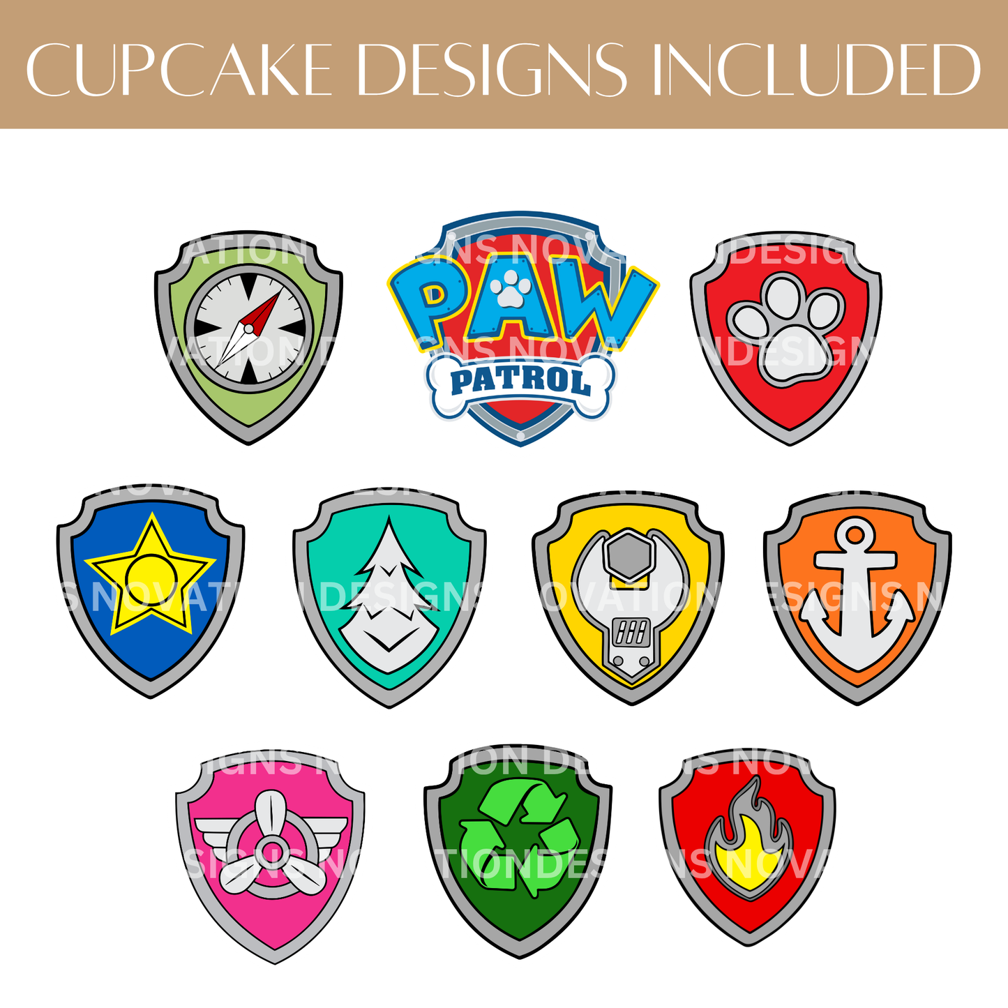 Paw Patrol Badge Cupcake Toppers